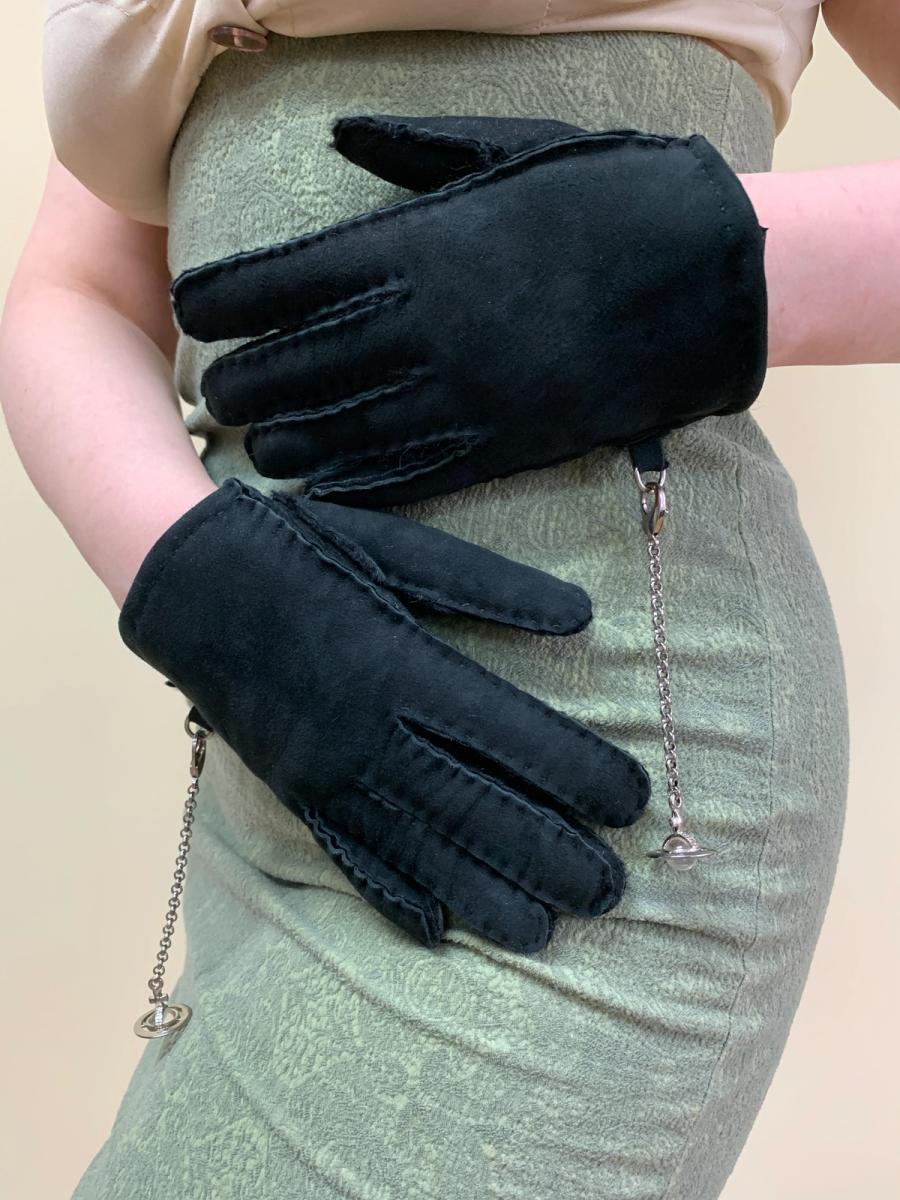 Vivienne Westwood Shearling Gloves with Orb Chains product image