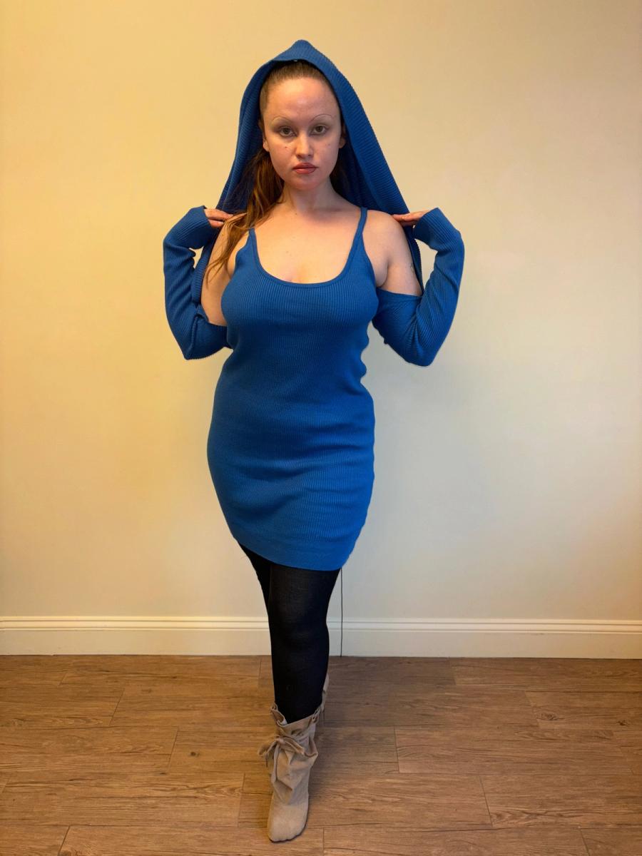 80s Angelo Tarlazzi Blue Dress with Shrug product image