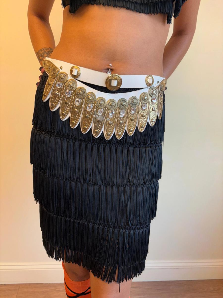 80s French Rhinestone Feather Belt product image
