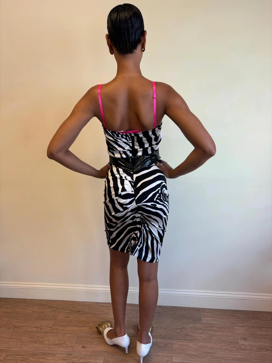 2000s D&G Zebra Print Exposed Bra Dress with Shawl product image