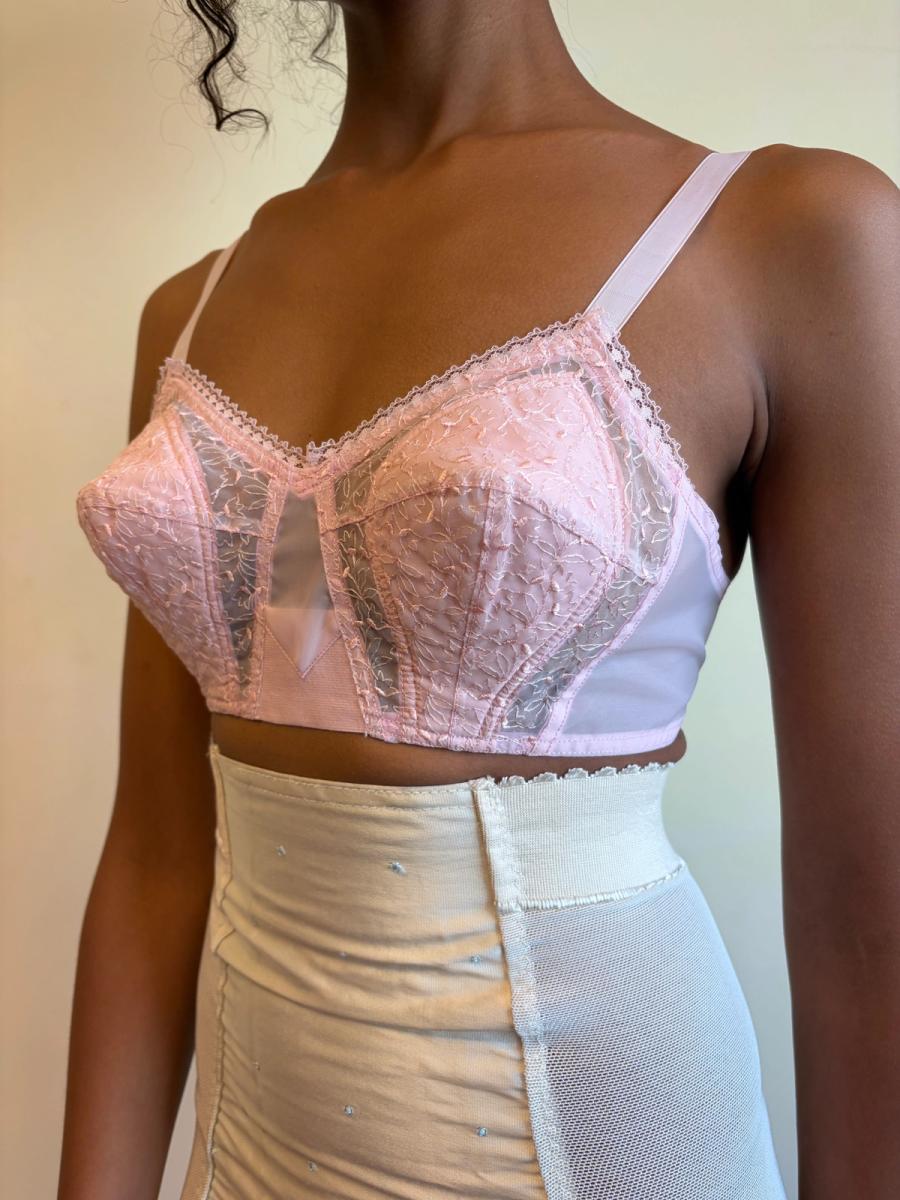 50s Pink Lace Cutout Bra product image