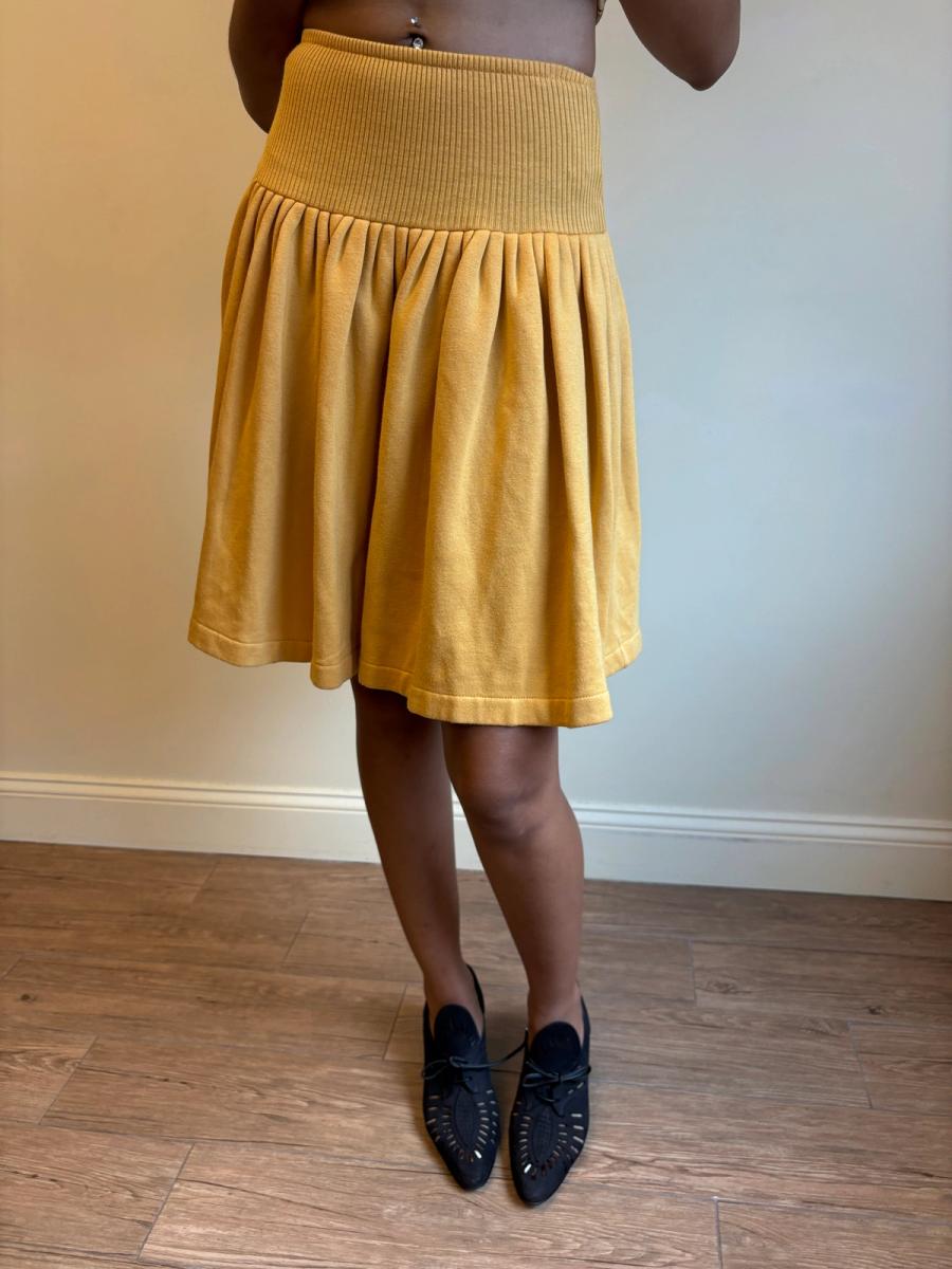 80s Norma Kamali Ochre Sweatshirt Skirt 