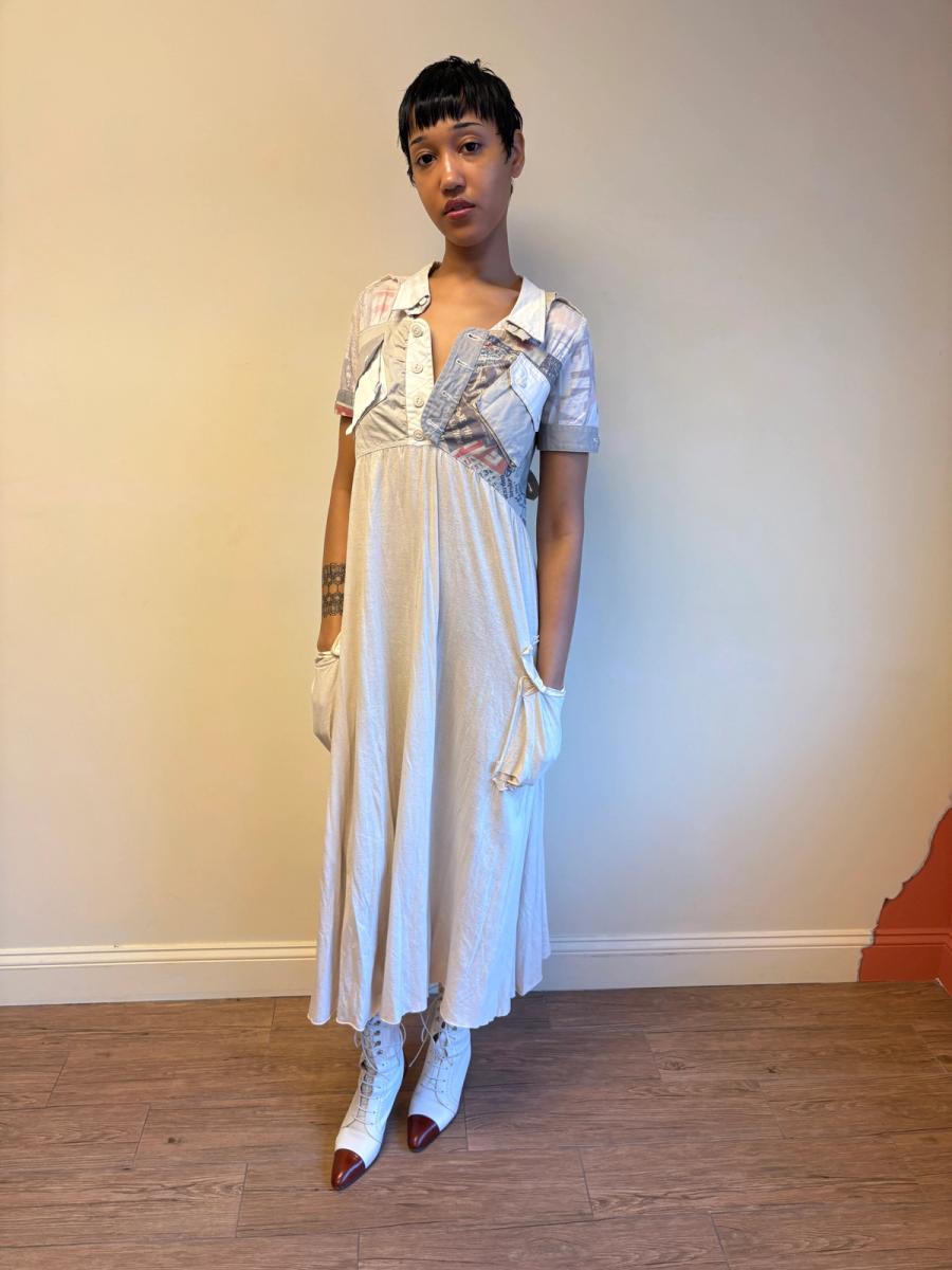 Nozomi Ishiguro Newsprint Dress with Hip Pockets product image