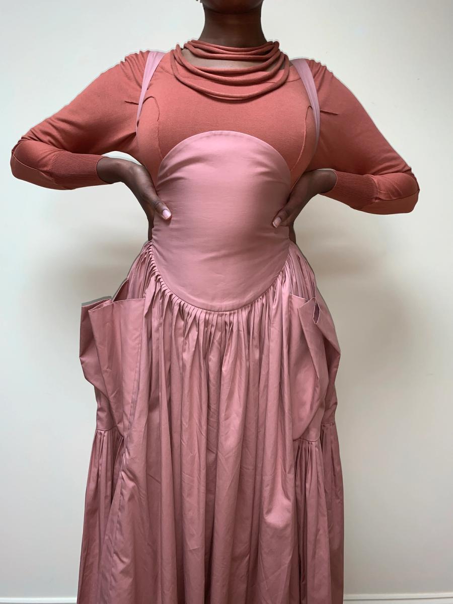 80s Norma Kamali Large Pocket Suspender Skirt product image