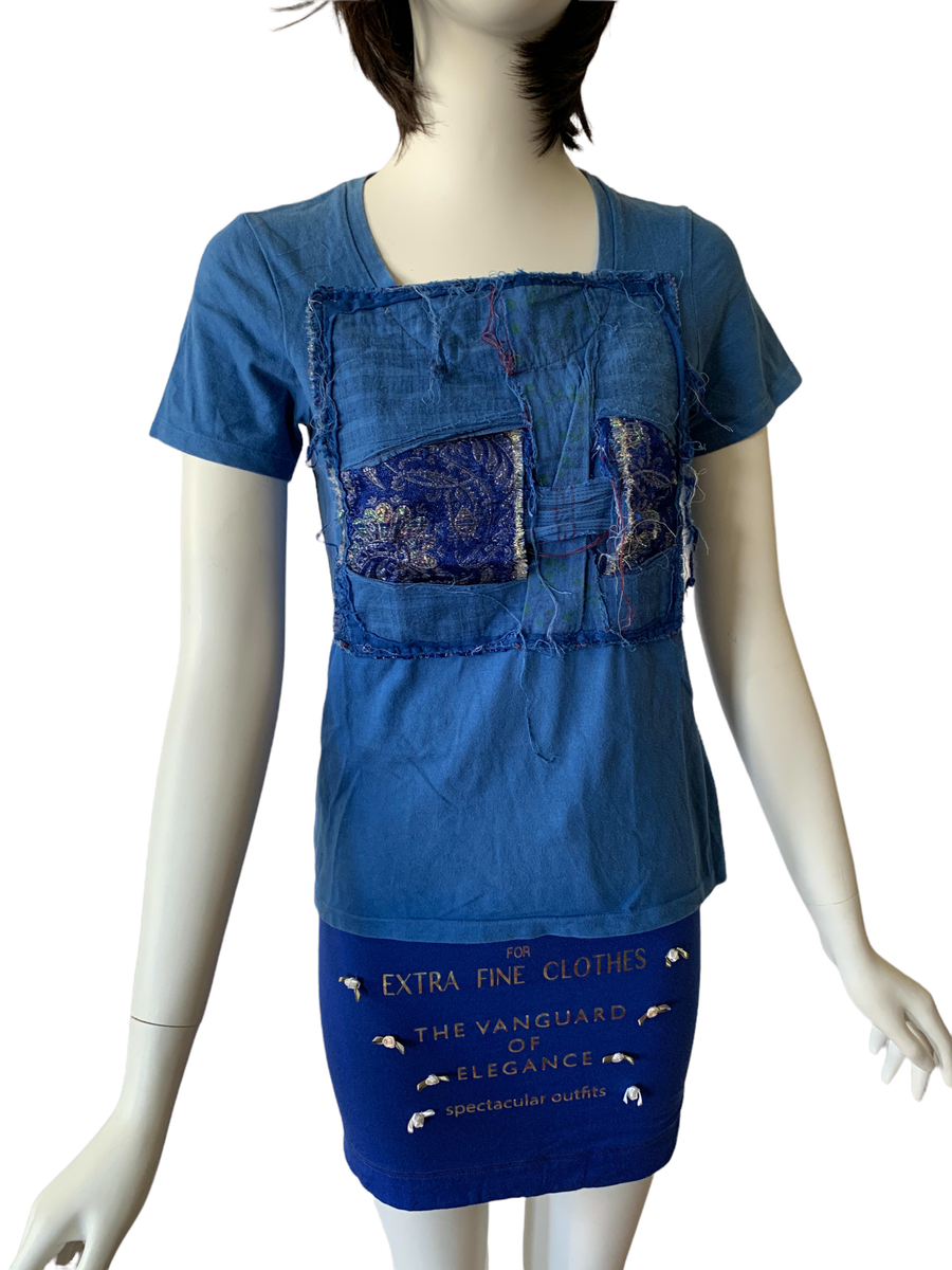 Nozomi Ishiguro Blue Patchwork Top product image