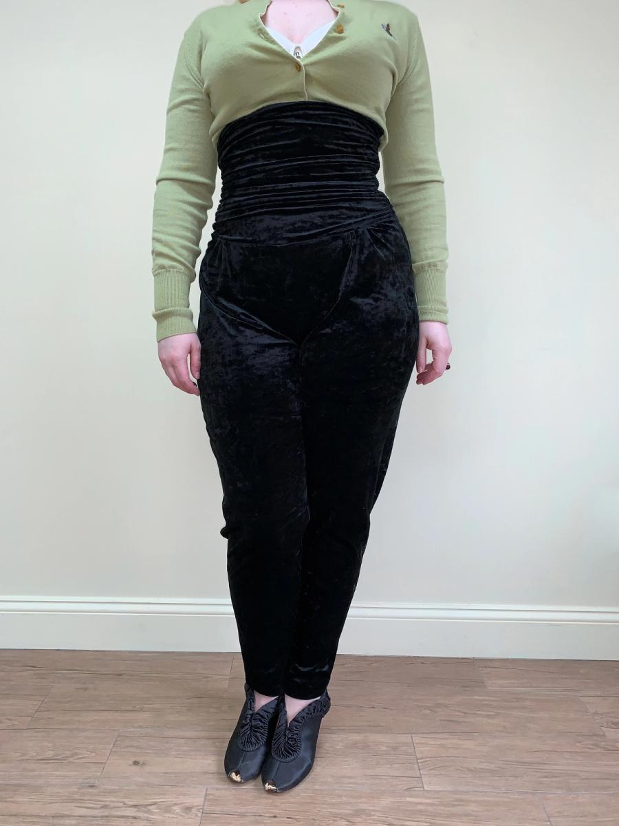 80s Norma Kamali Ultra High Waist Velvet Pants product image