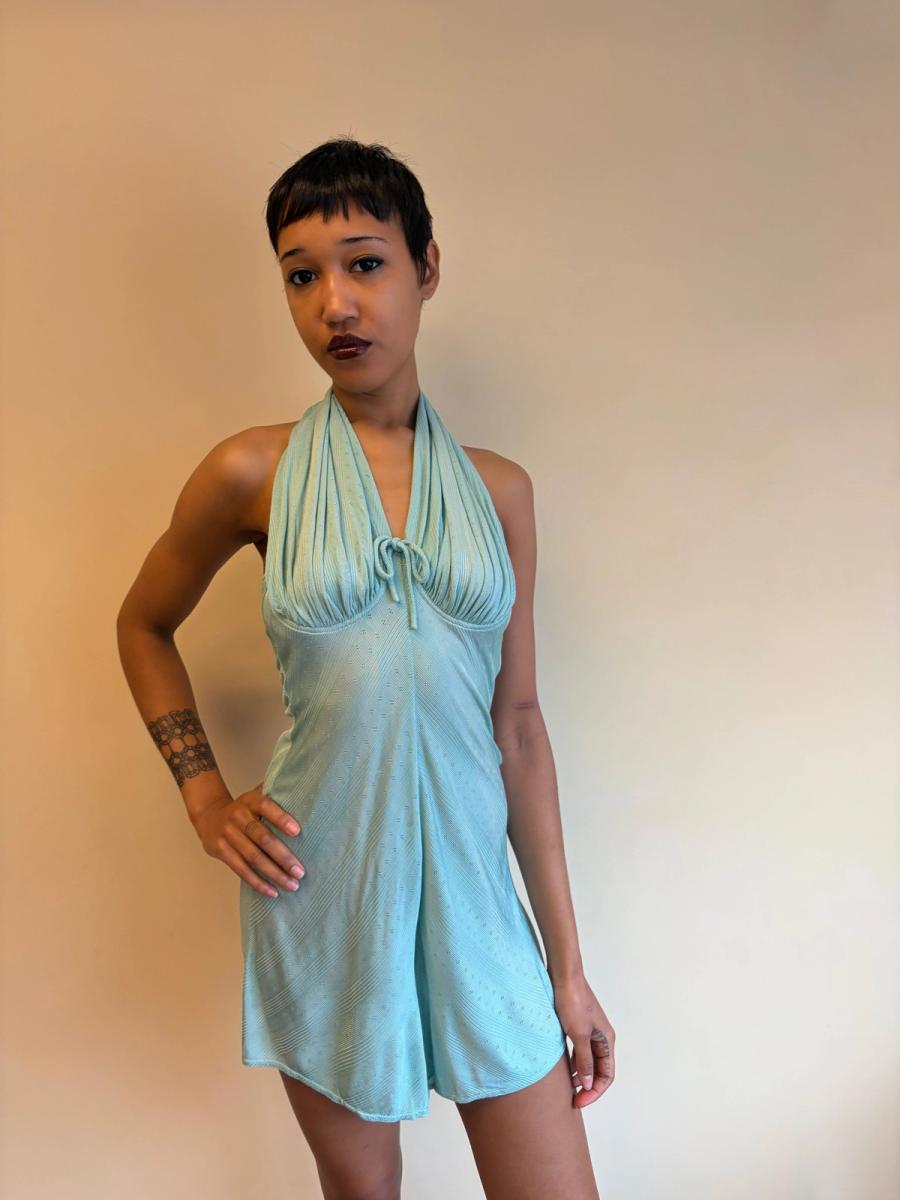 Vintage Chantal Thomass Aqua Halter Romper product image