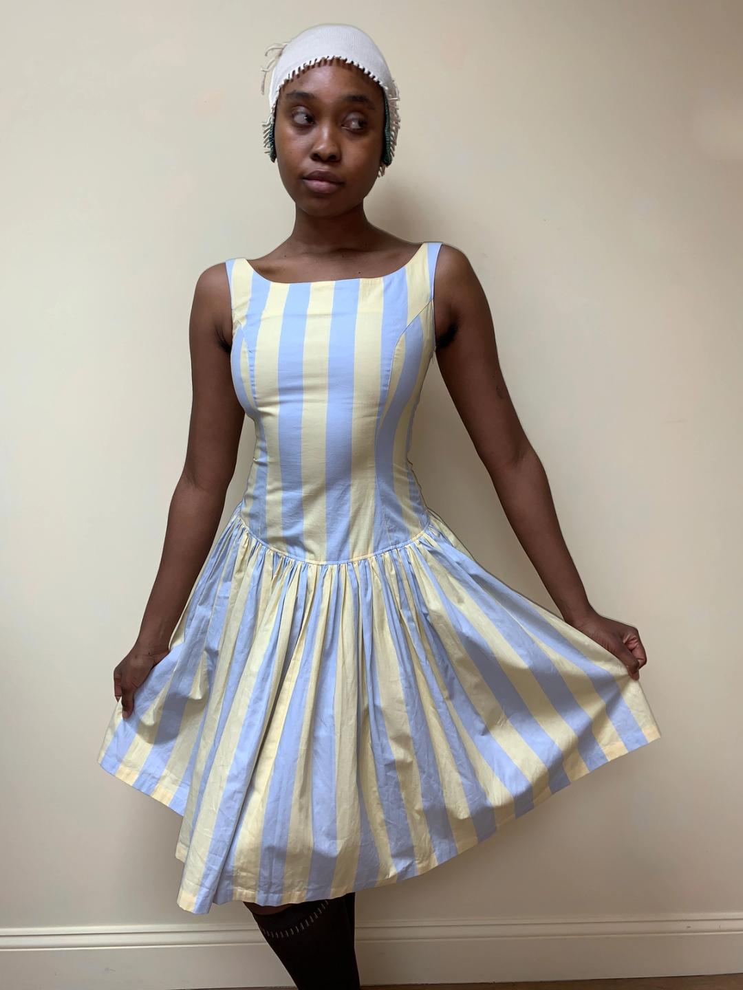 80s Junko Shimada Drop Waist Striped Dress 80s Junko Shimada Drop Waist Striped Dress