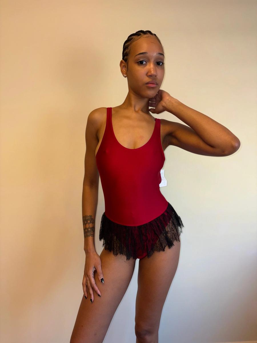 Vintage Chantal Thomass Red Swimsuit with Lace Skirt product image