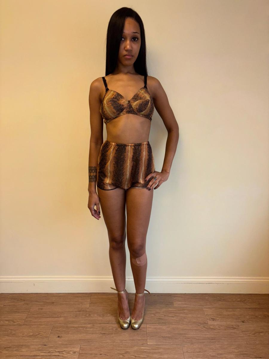 60s or 70s Four Piece Tiger Print Lingerie Set product image