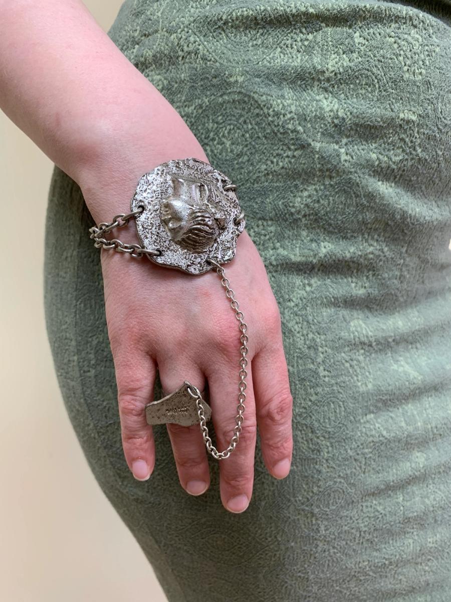 90s Jean-Paul Gaultier Plaster Cast Style Bracelet and Ring product image