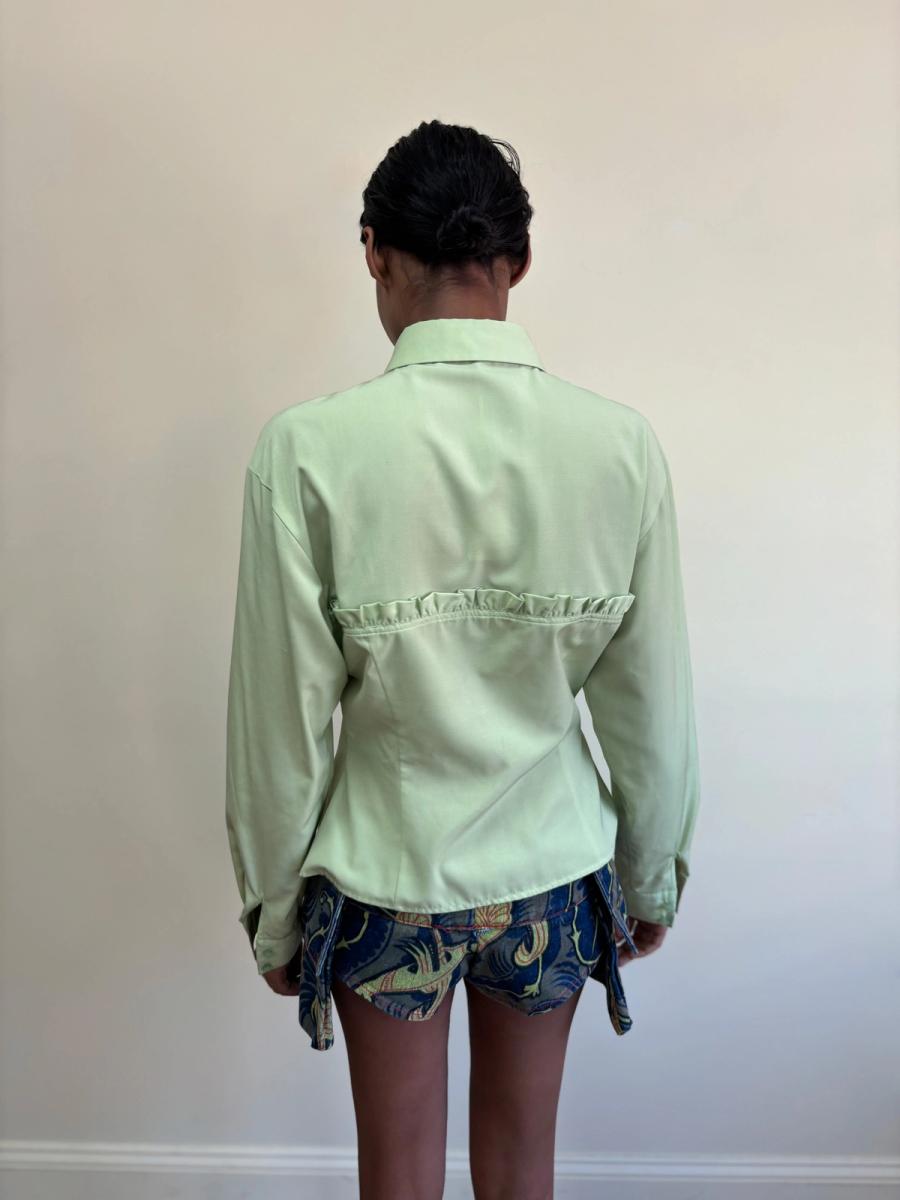 90s Chantal Thomass Chartreuse Button Up Shirt product image