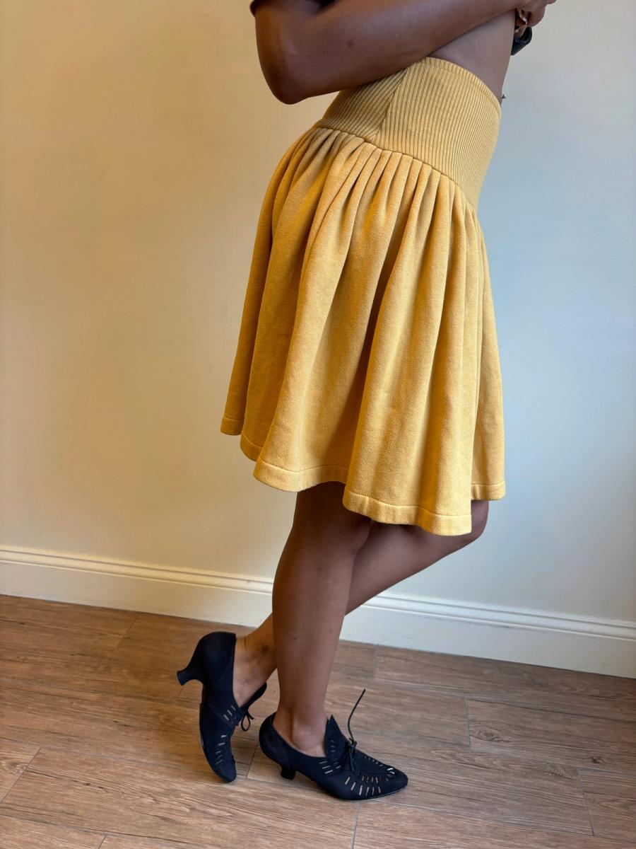 80s Norma Kamali Ochre Sweatshirt Skirt  product image