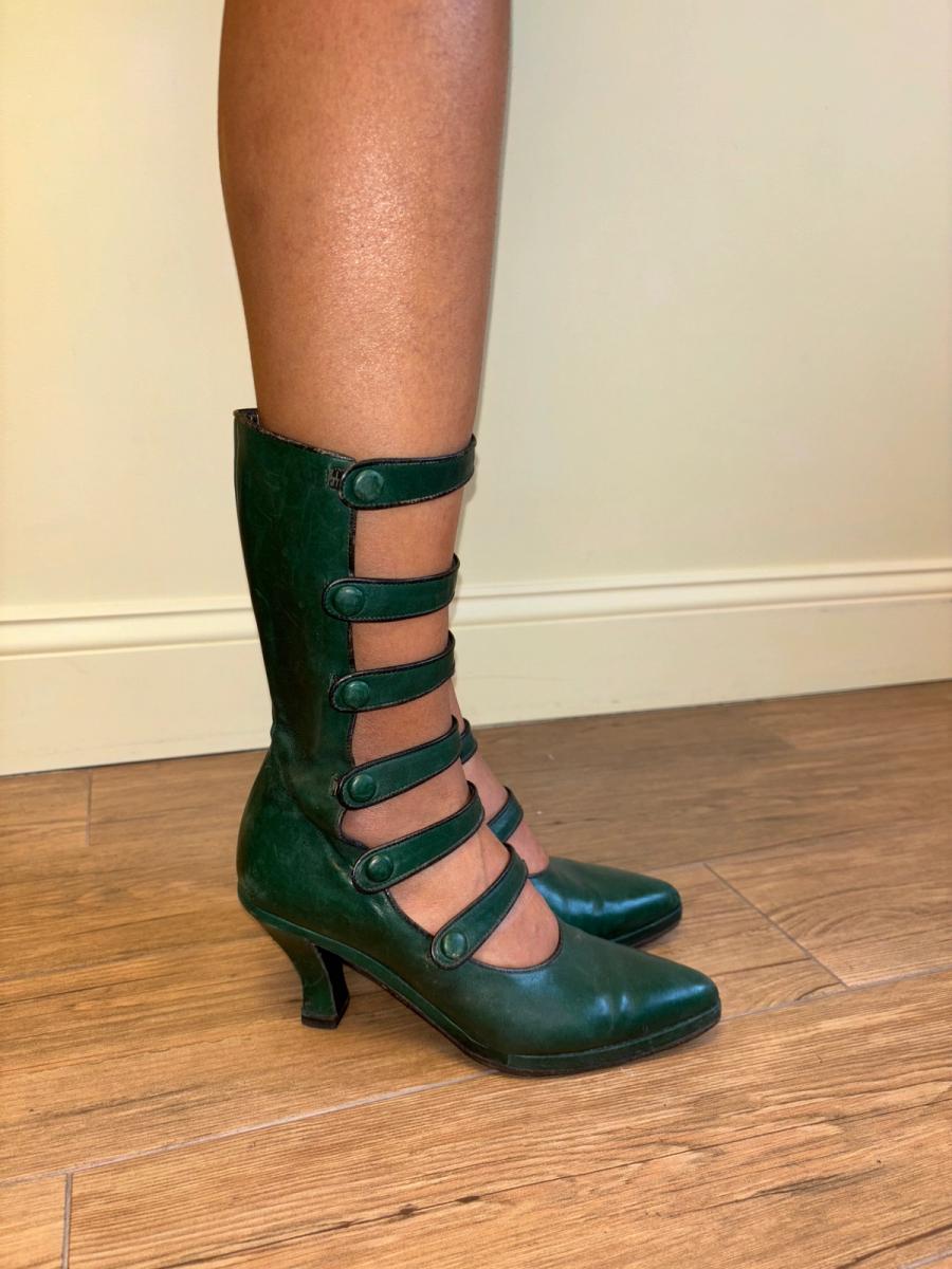 90s Chantal Thomass Green Leather Cutout Heels product image