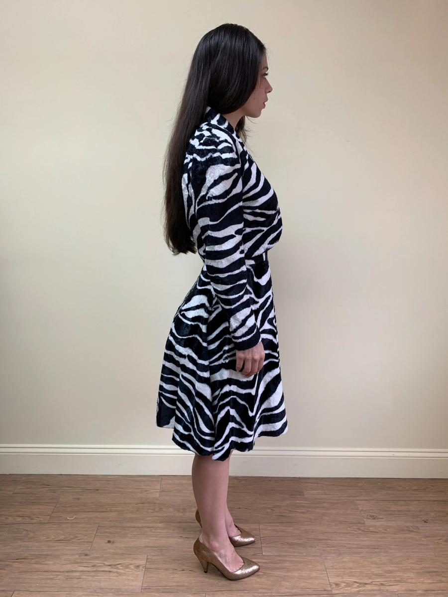 80s Norma Kamali Faux Fur Zebra Skirt product image