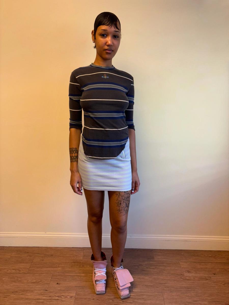 90s Vivienne Westwood Striped Flap Front Skirt product image