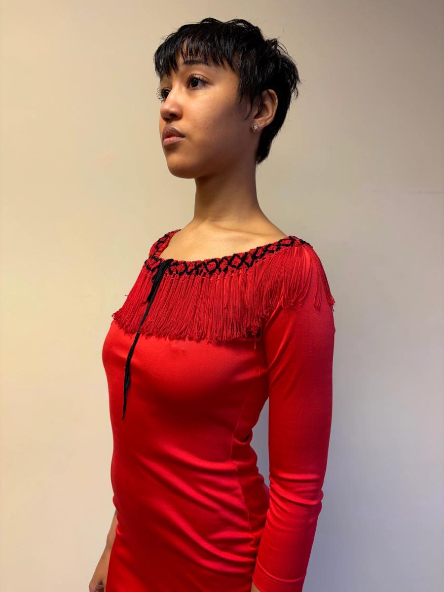 90s Chantal Thomass Red Fringe Dress product image
