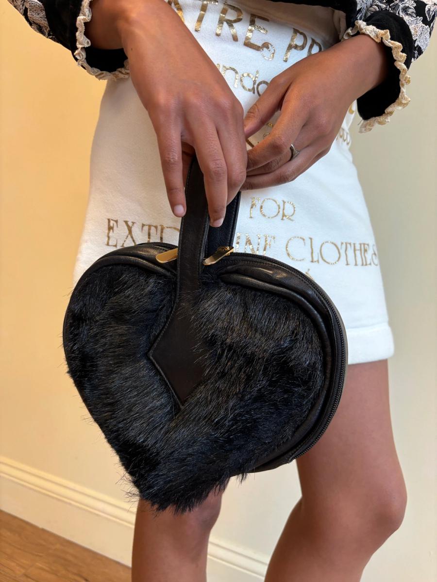 1993 Vivienne Westwood Black Heart Fur Mini Bag product image