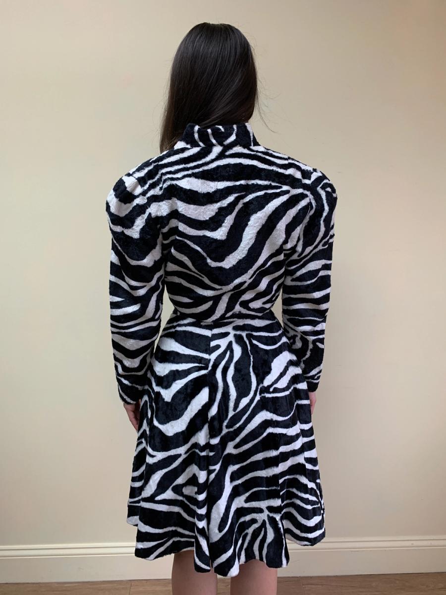 80s Norma Kamali Faux Fur Zebra Skirt product image