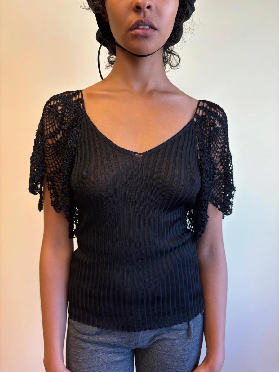 Jean-Paul Gaultier Crochet Sleeve Knit Top product image