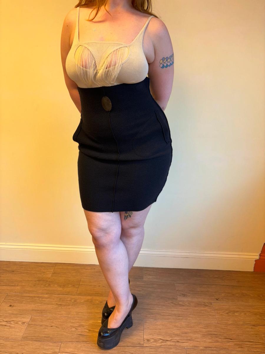 Krizia Knit Pencil Skirt with Pockets and Metal Accent product image