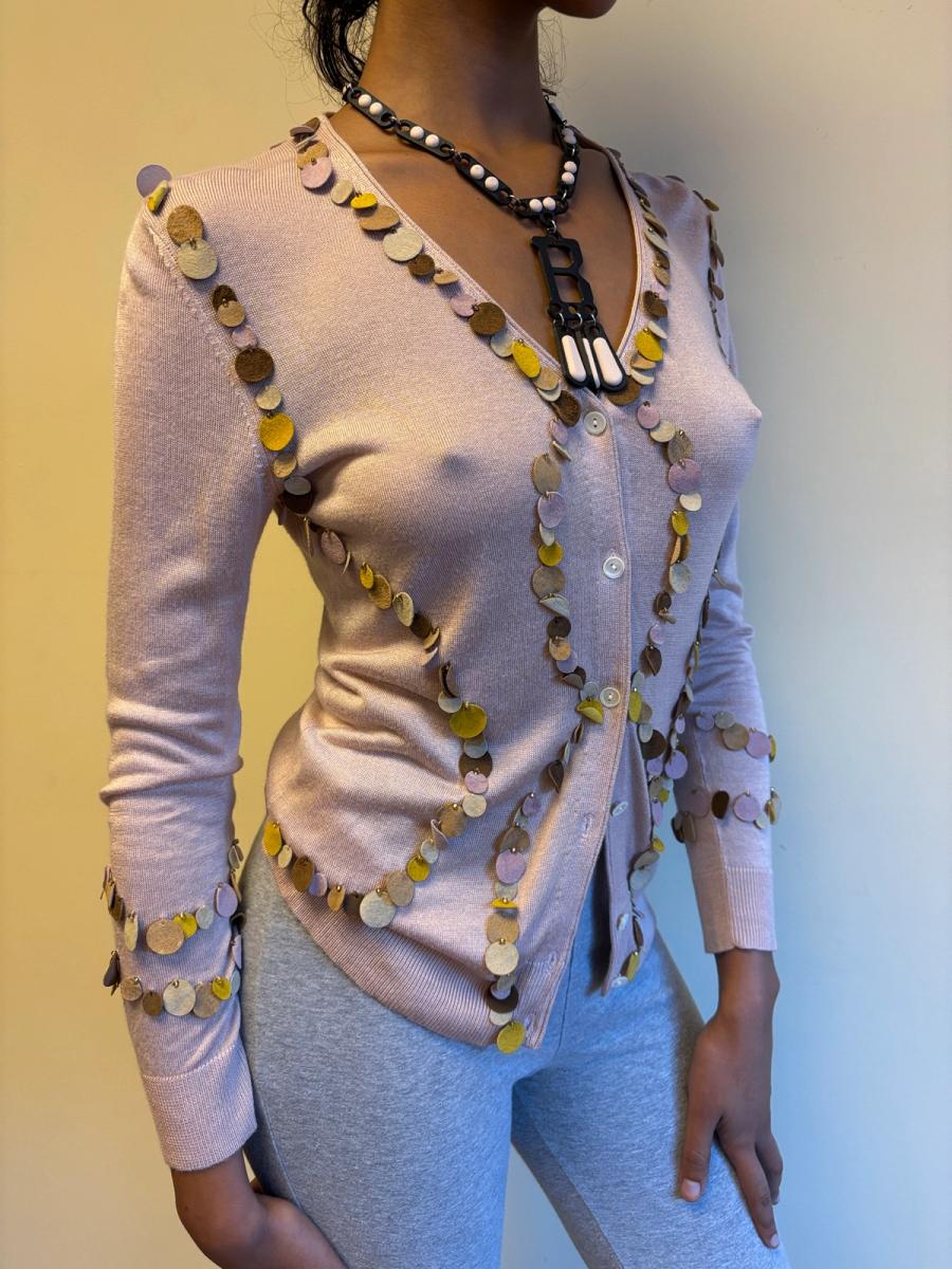 Kyoichi Fujita Silk Cardigan with Suede Pailletes product image