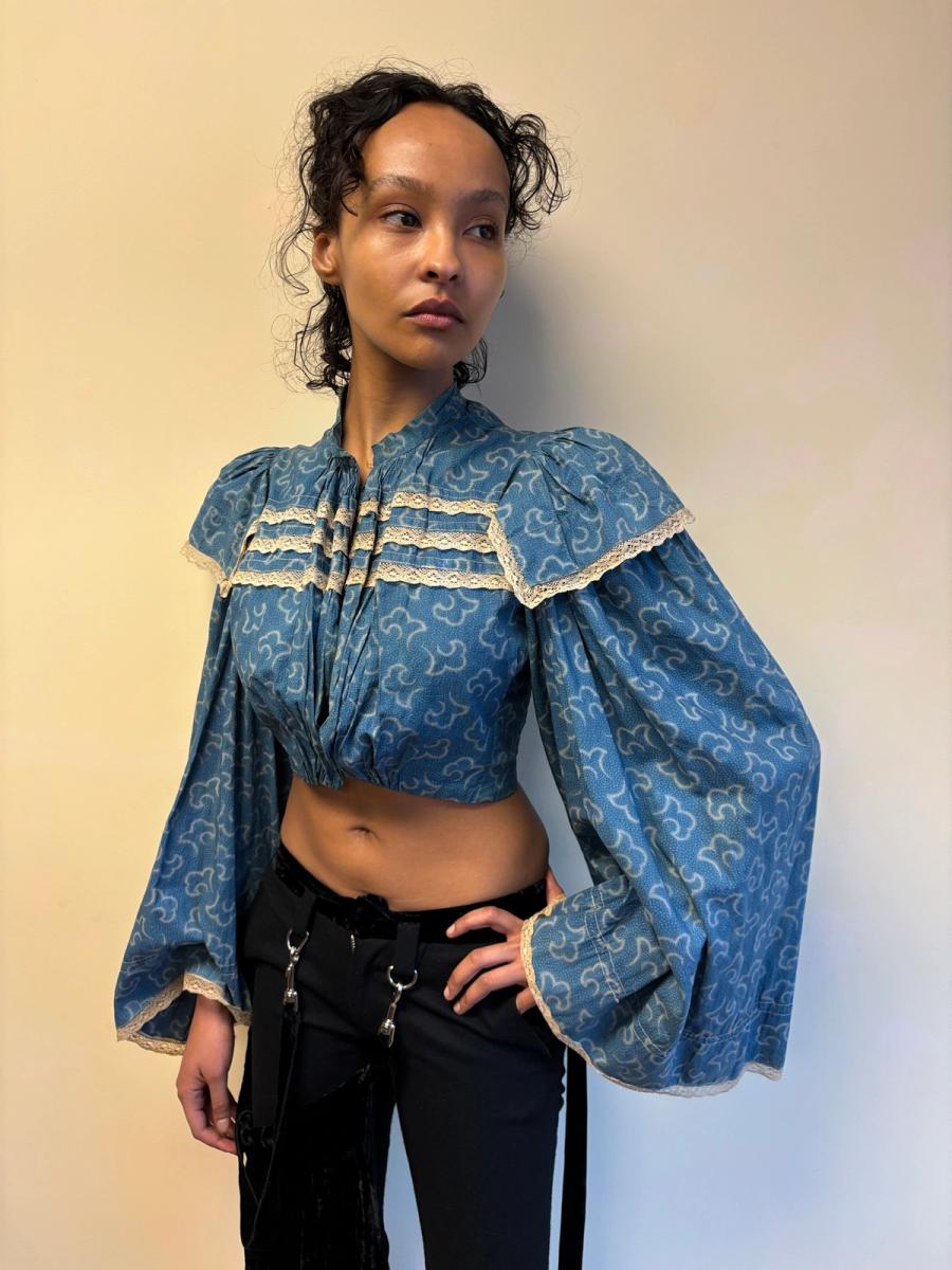 1860s Rare Bell Sleeve French Calico Bodice product image