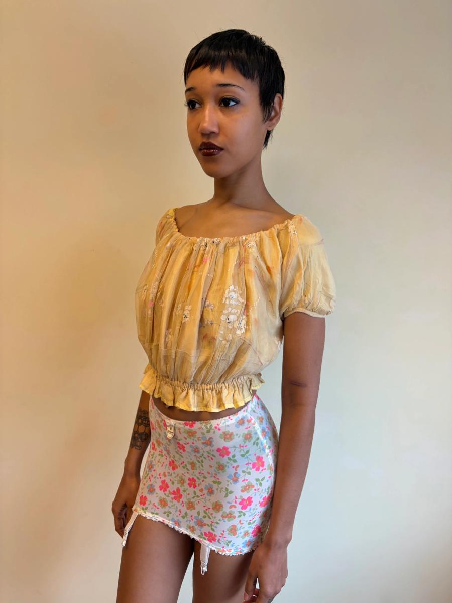 Vintage French Handpainted Silk Top product image