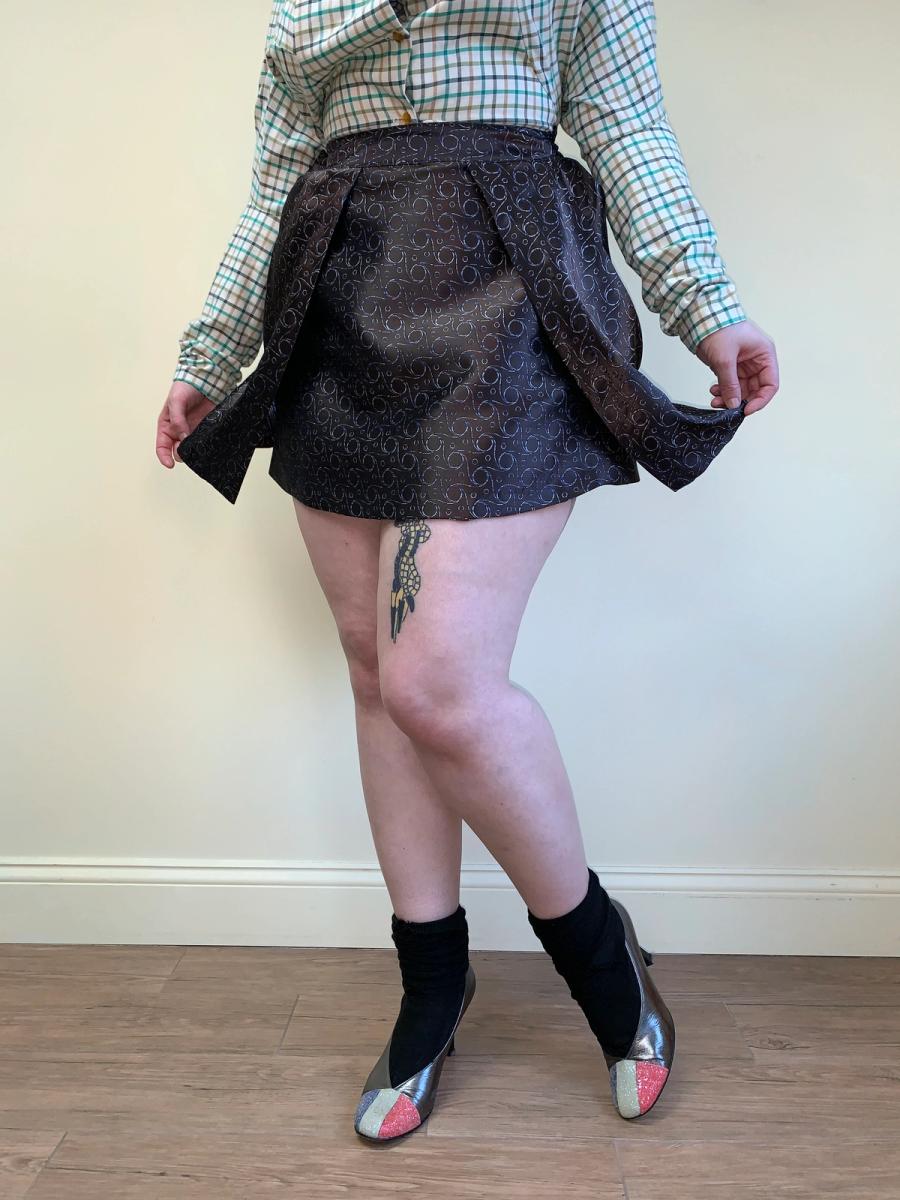 90s Jane Marple Tie-Silk Bustle Miniskirt product image