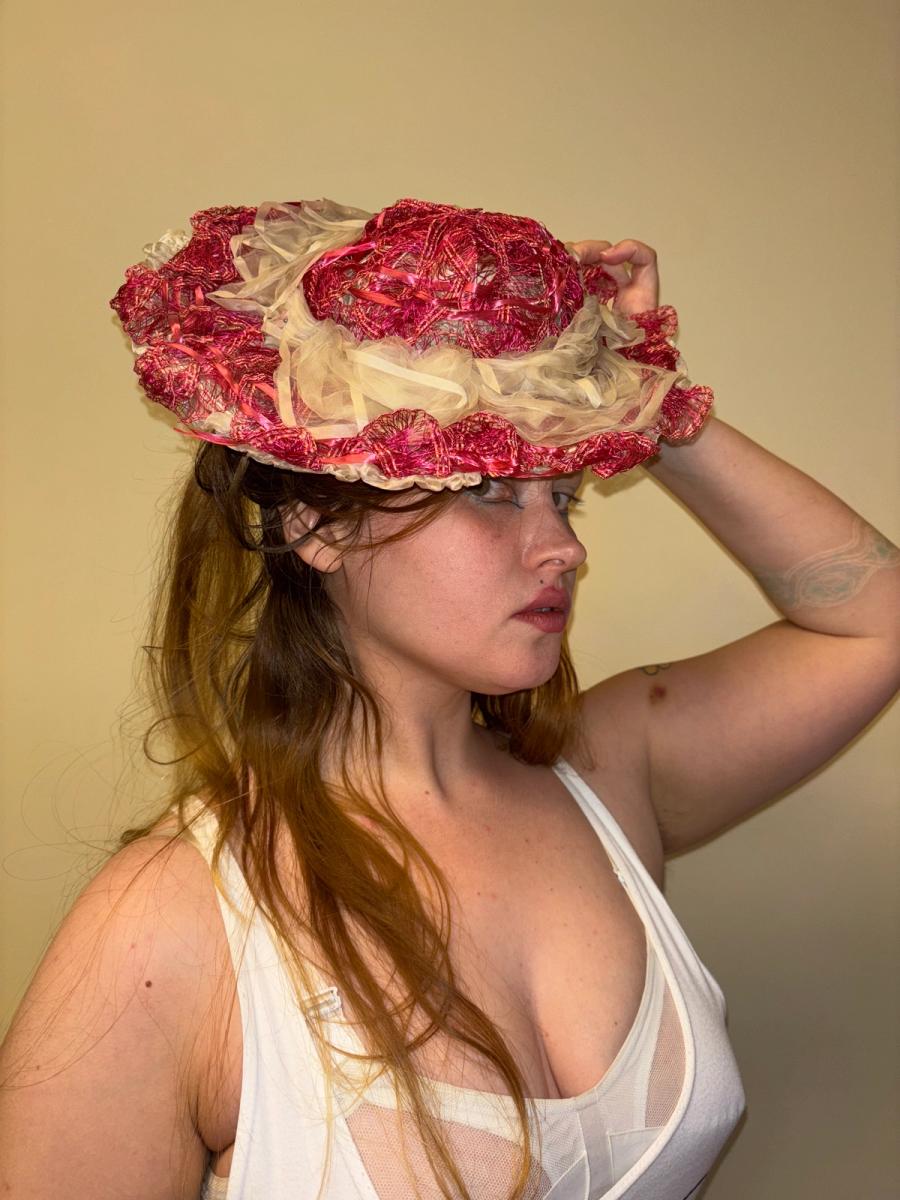 1860s Bright Pink Woven Hat product image