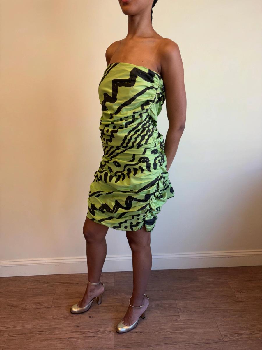 80s Angelo Tarlazzi Abstract Dress with Raffia product image