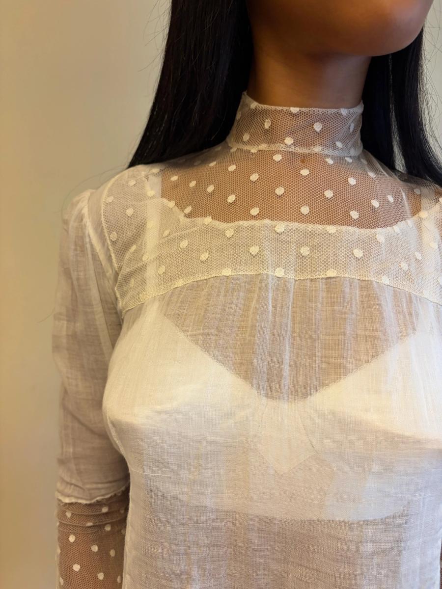 Edwardian White Lace Dot Blouse product image