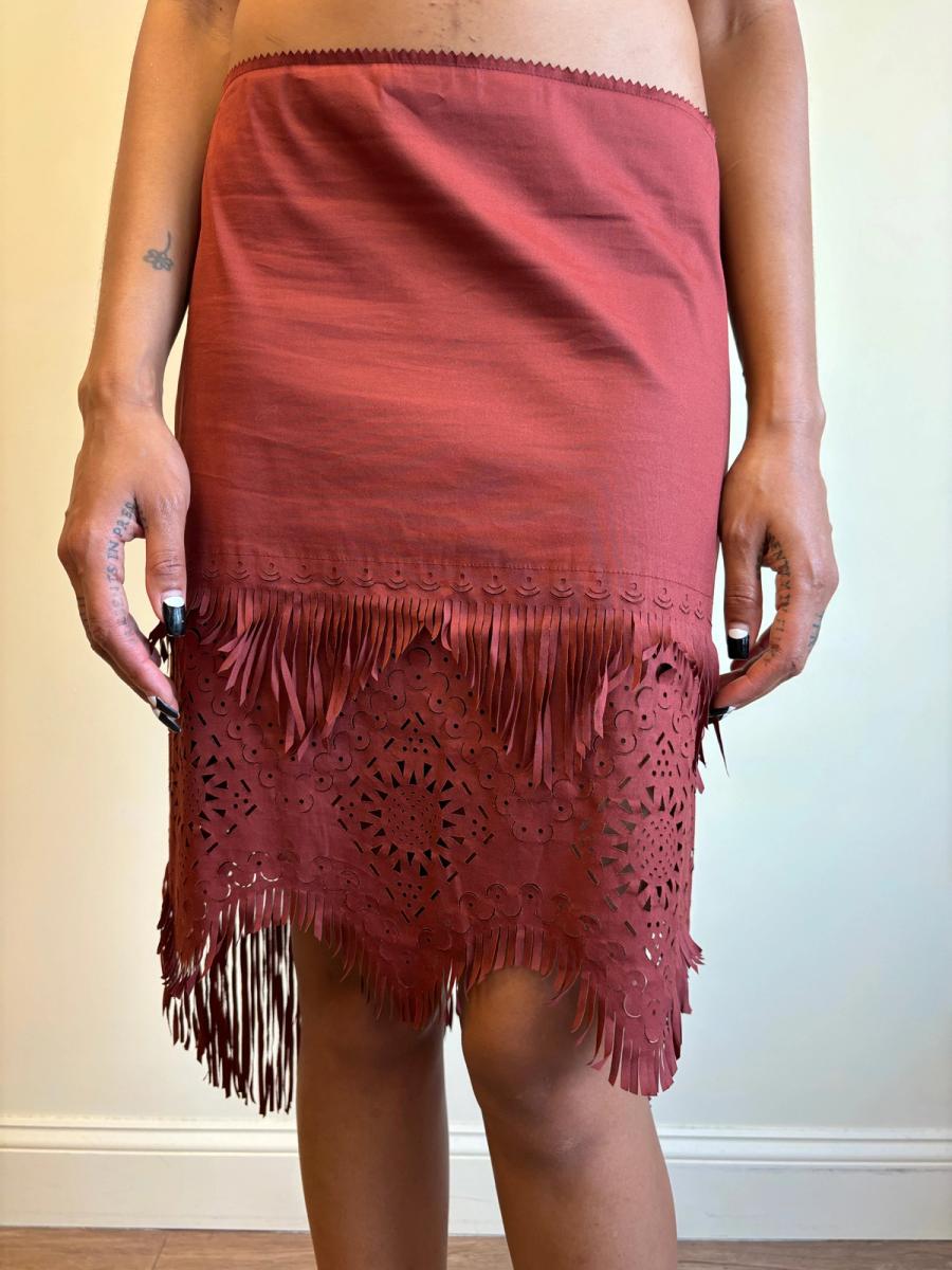 SS 2003 Jean-Paul Gaultier Rust Laser Cut Skirt