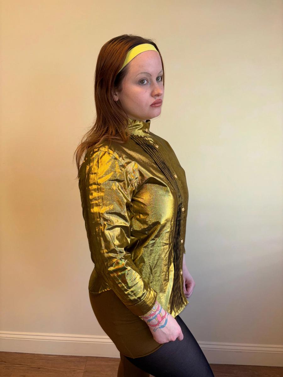 80s Kansai Yamamoto Metallic Gold Button Up Shirt product image