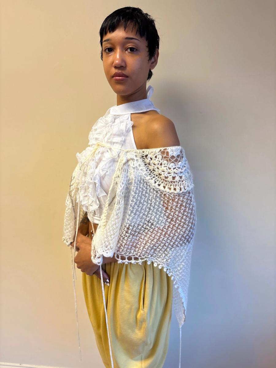 Sunao Kuwahara Lace Mohair Crocheted Wrap Shawl  product image