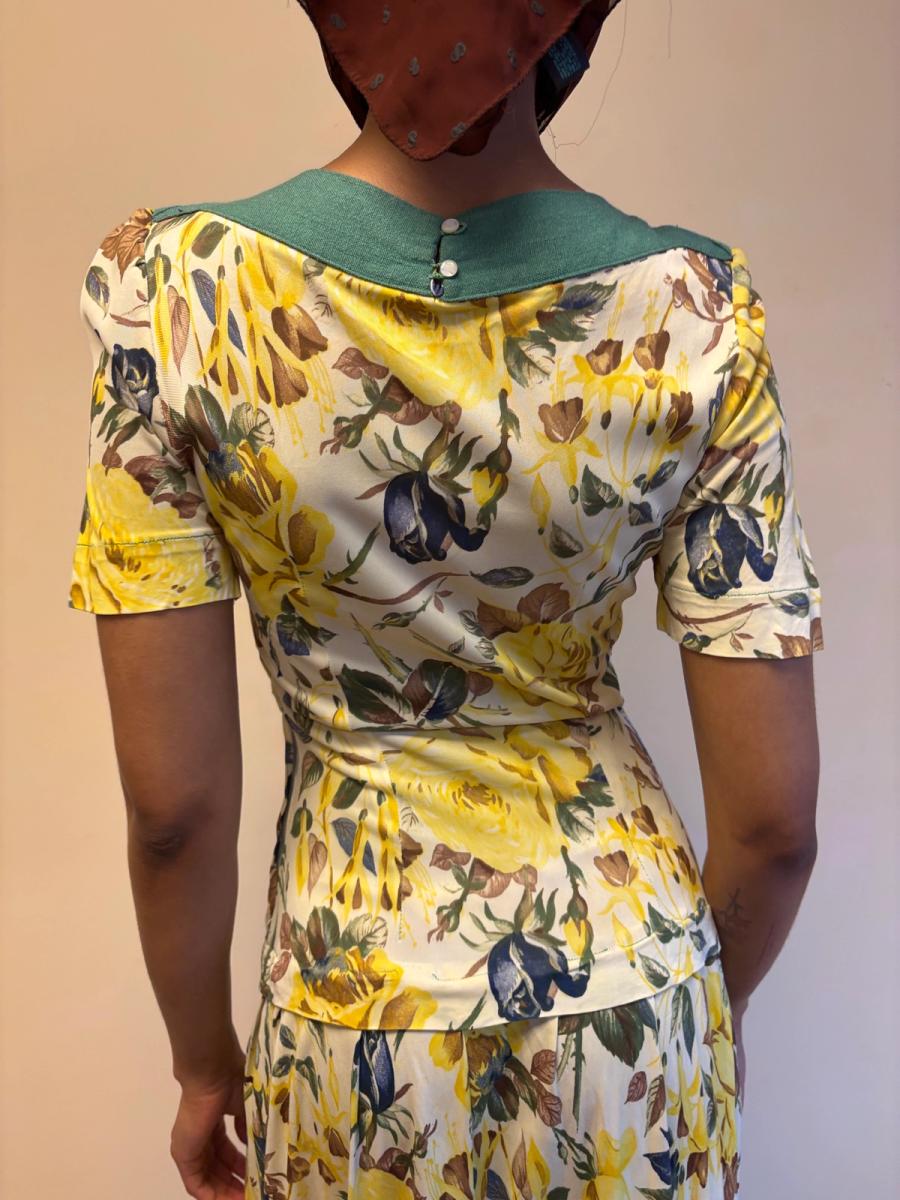 1940s Floral Print Drop Waist Dress product image