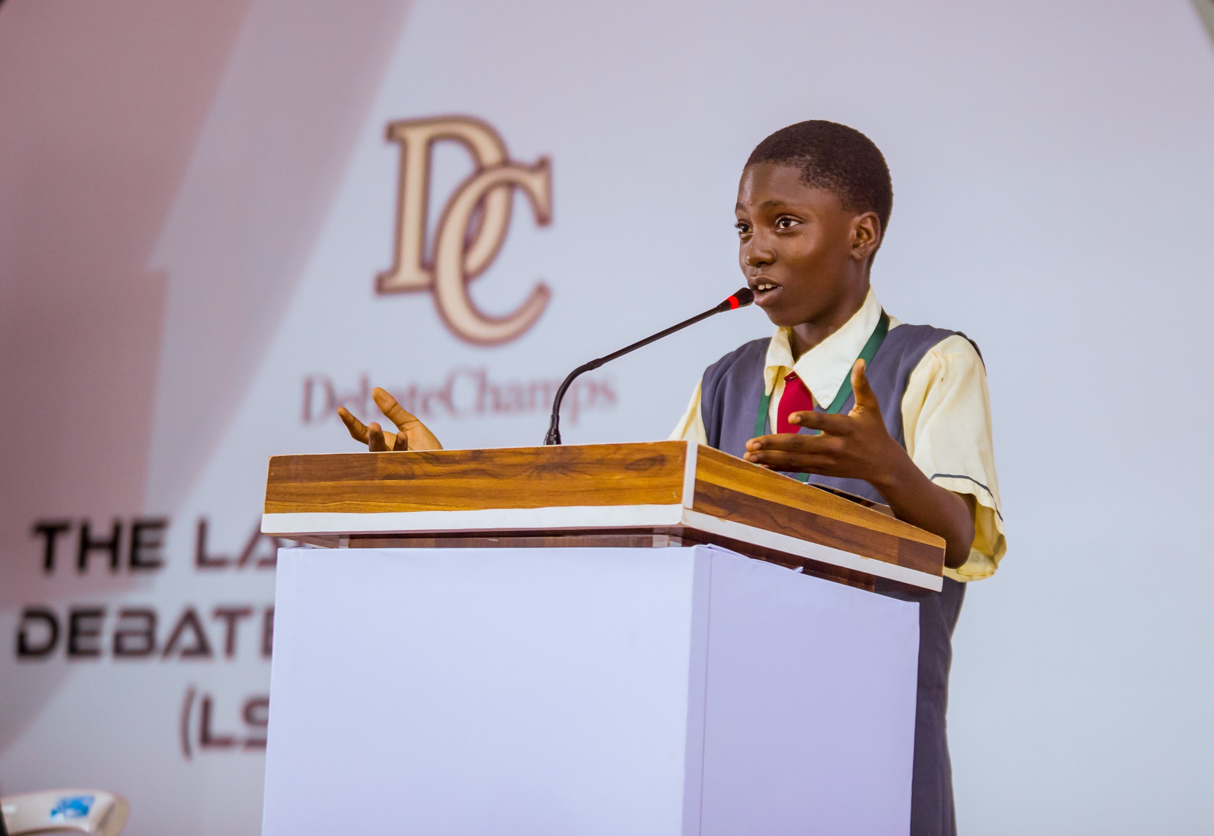 Student on the podium
