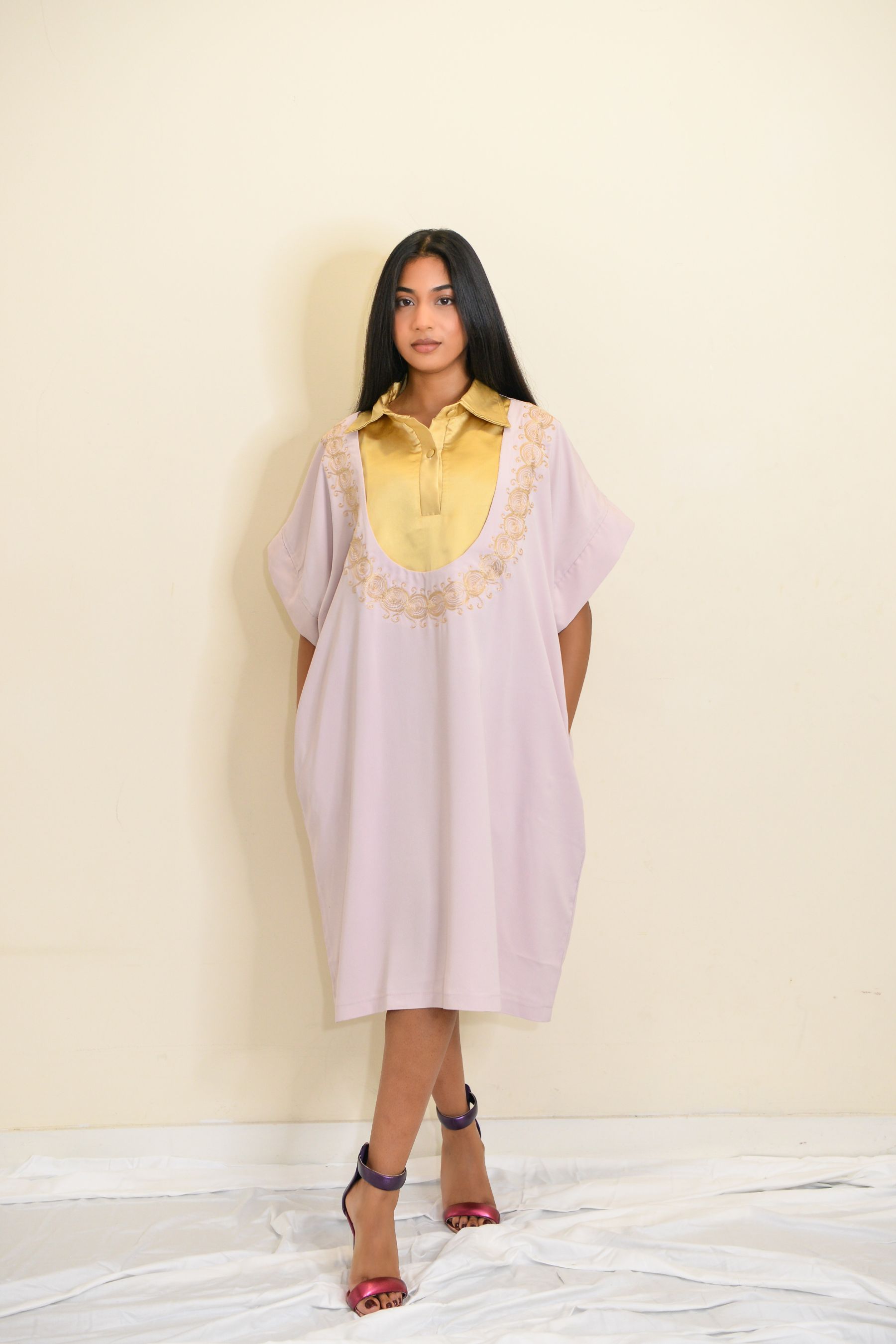 Short Kaftan (Lilac and Gold)