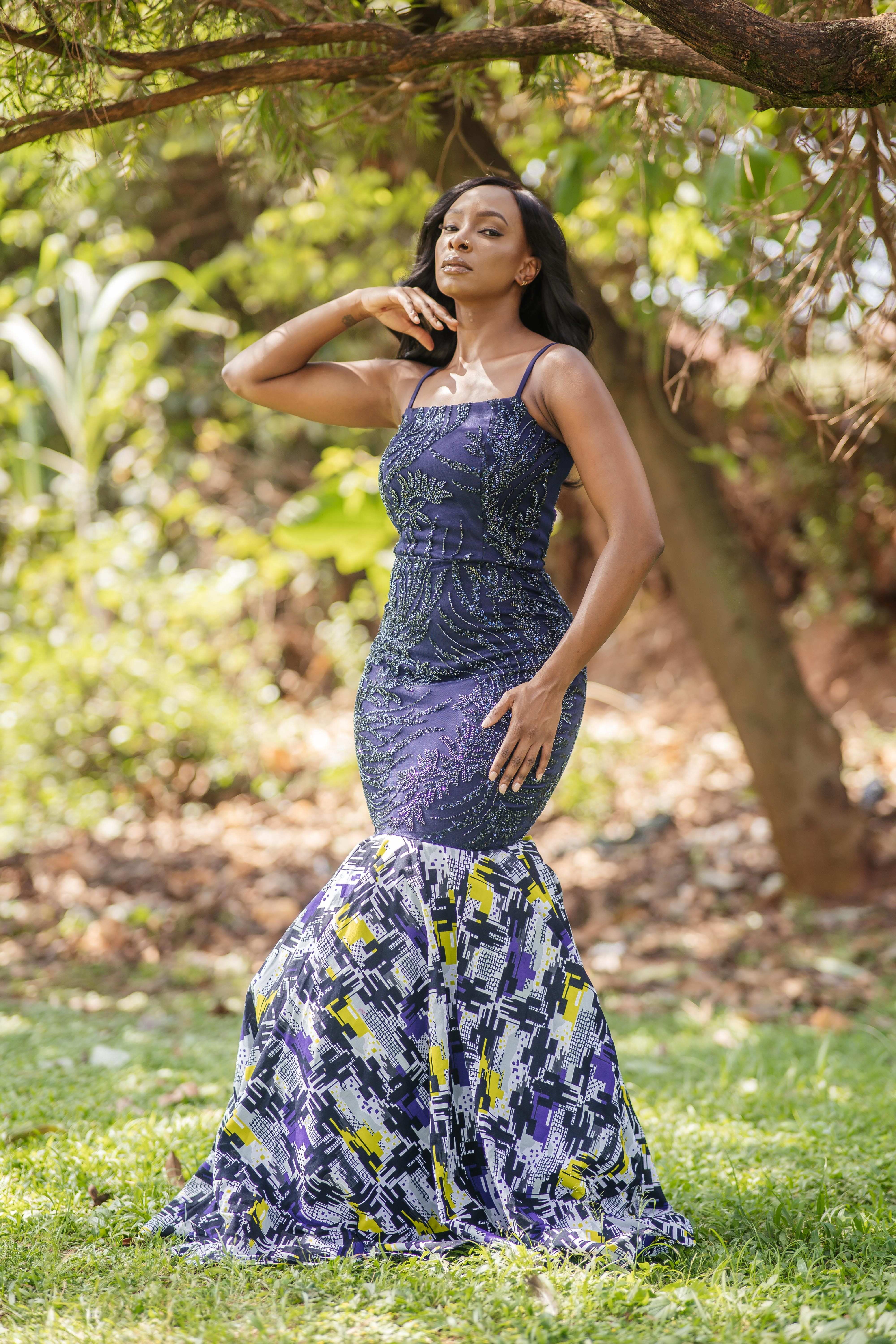 Nkinzi Blue Beaded Dress