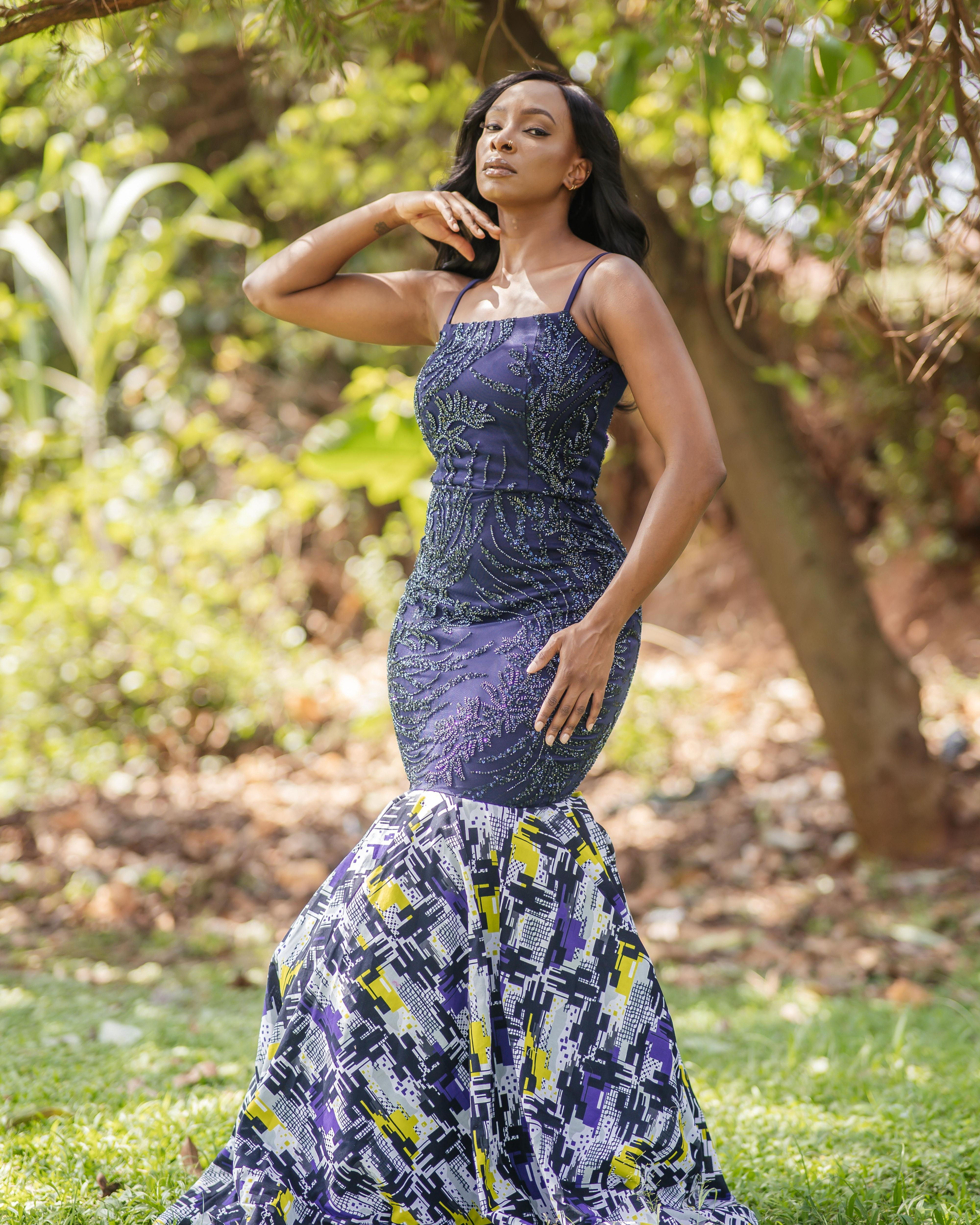 Nkinzi Blue Beaded Dress