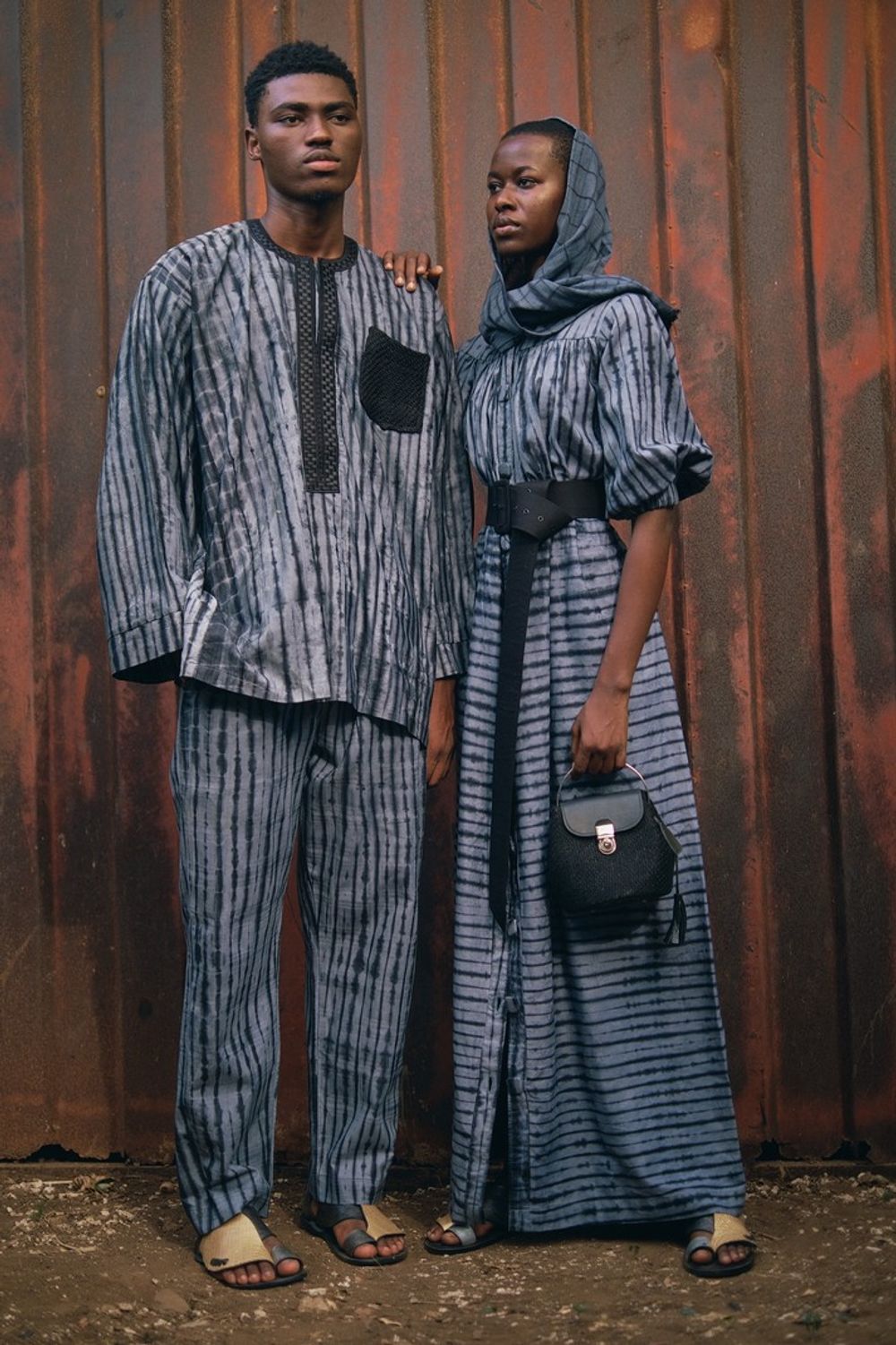Stripes Tie-Dye Dress Button Down Front