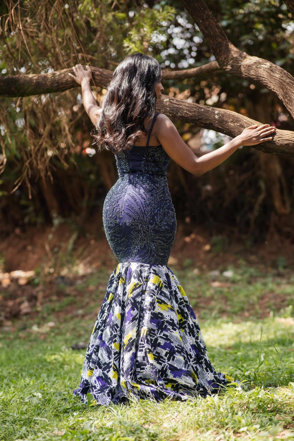 Nkinzi Blue Beaded Dress