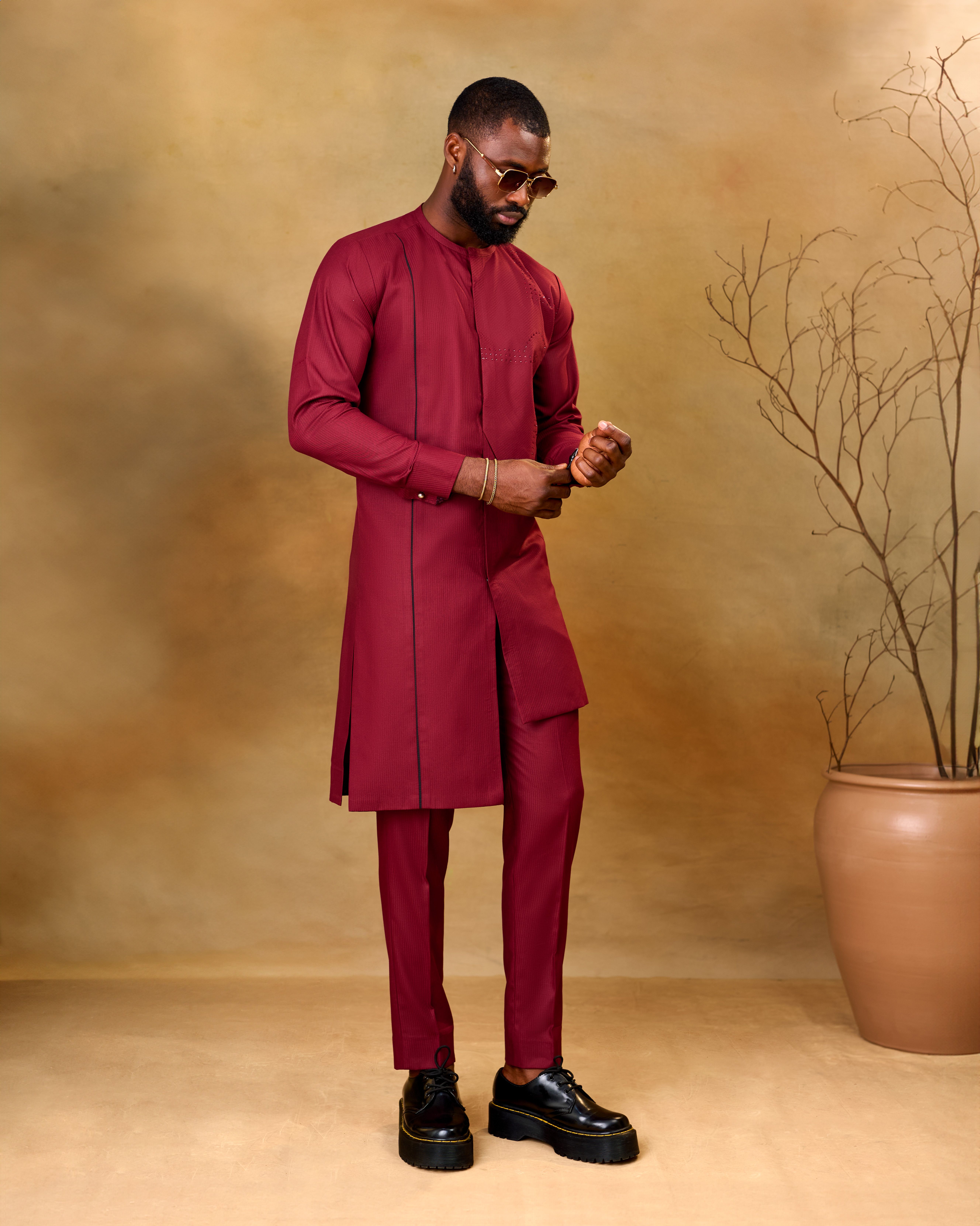 Wine Corporate Kaftan Trousers