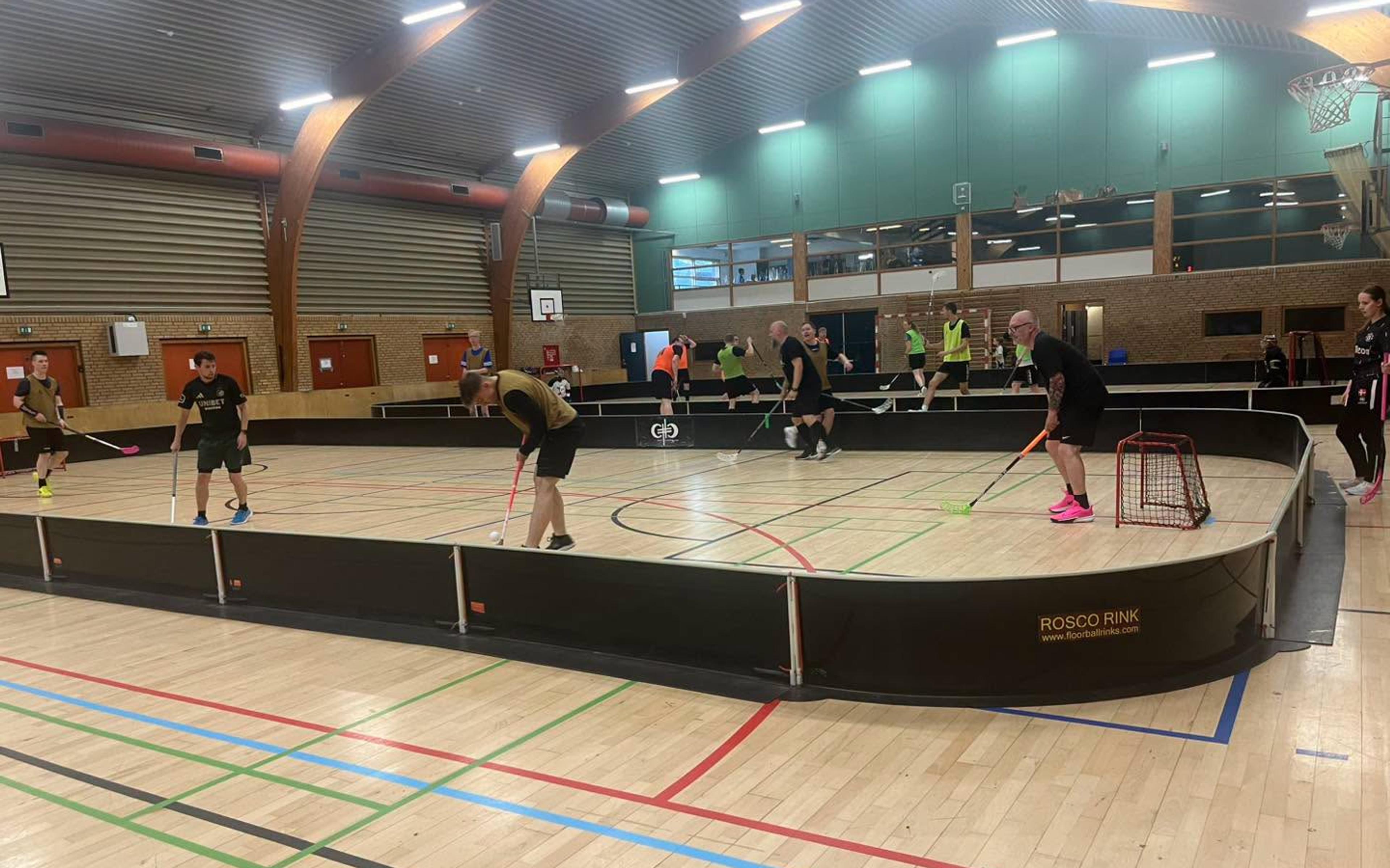 Motionsholdet spiller på banen i Damagerhallen