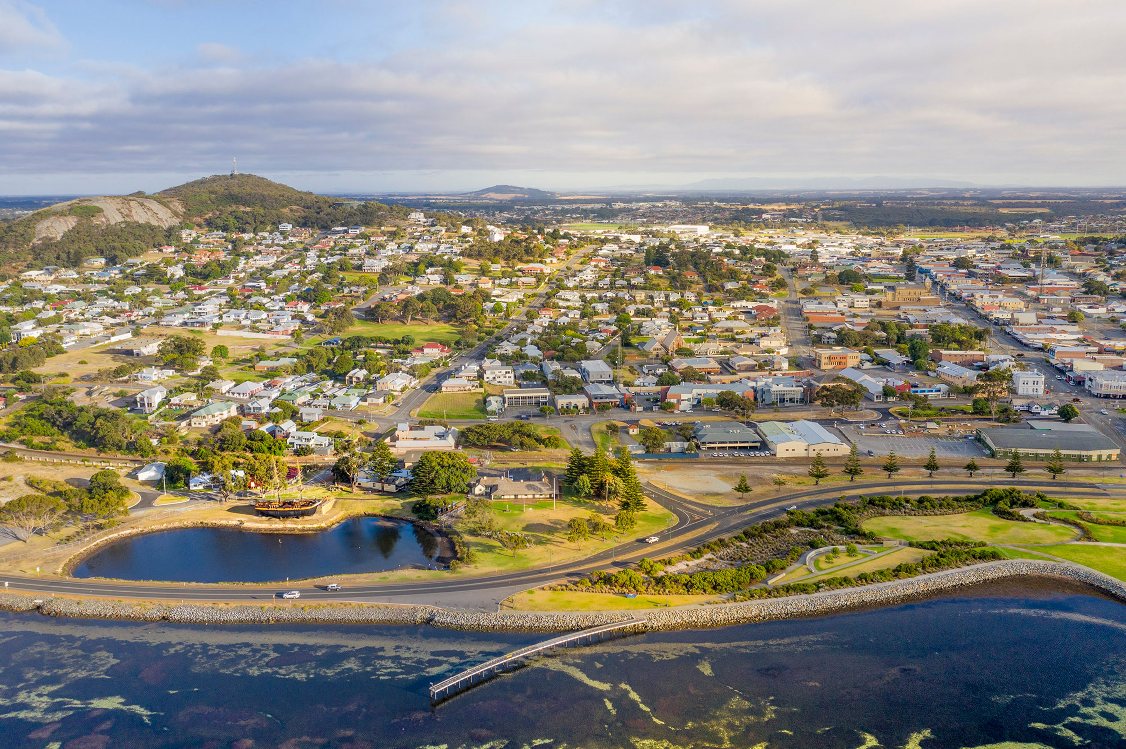 Albany's CBD and Mt Melville from above