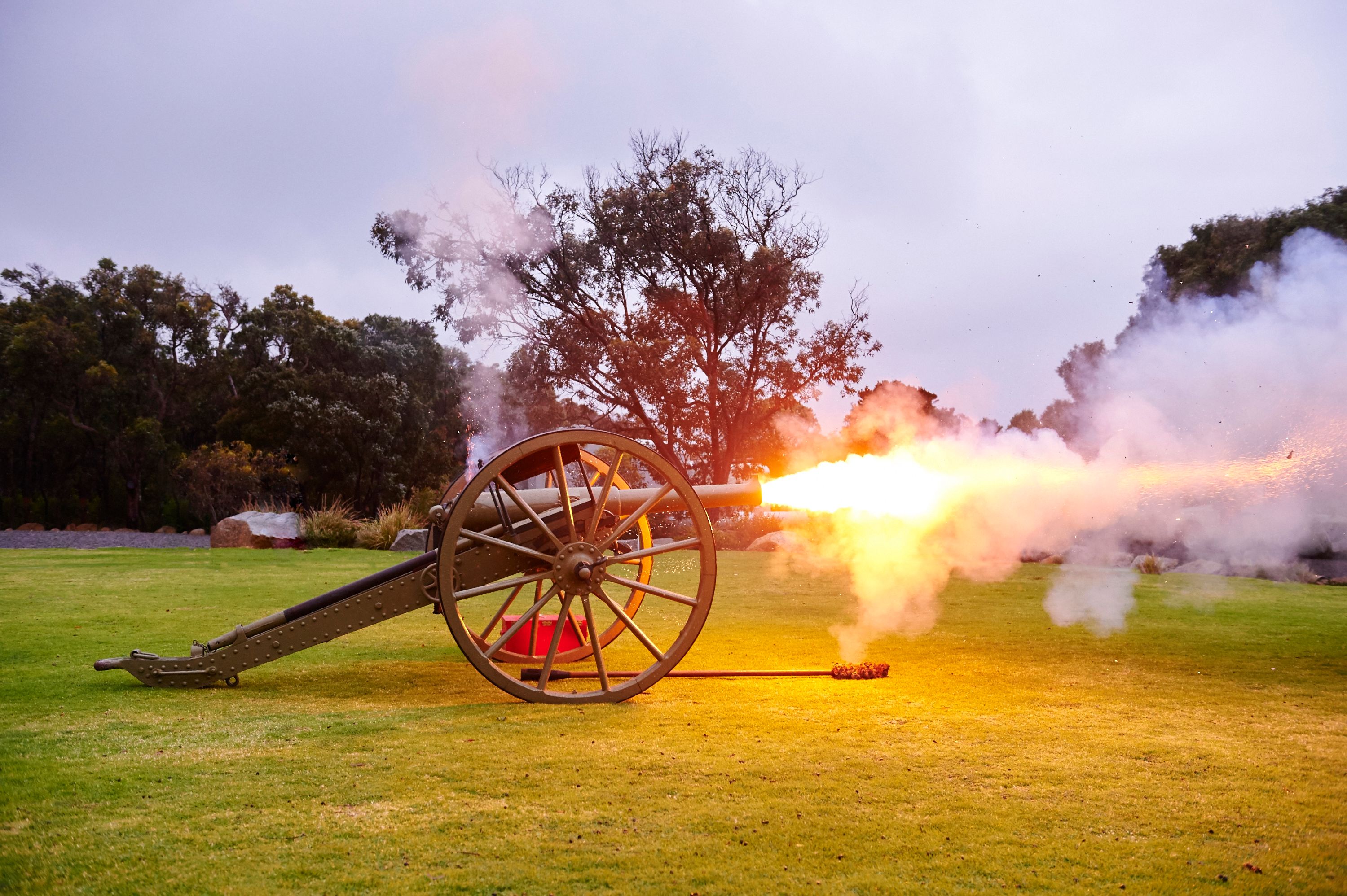 Fire emerging from historic cannon