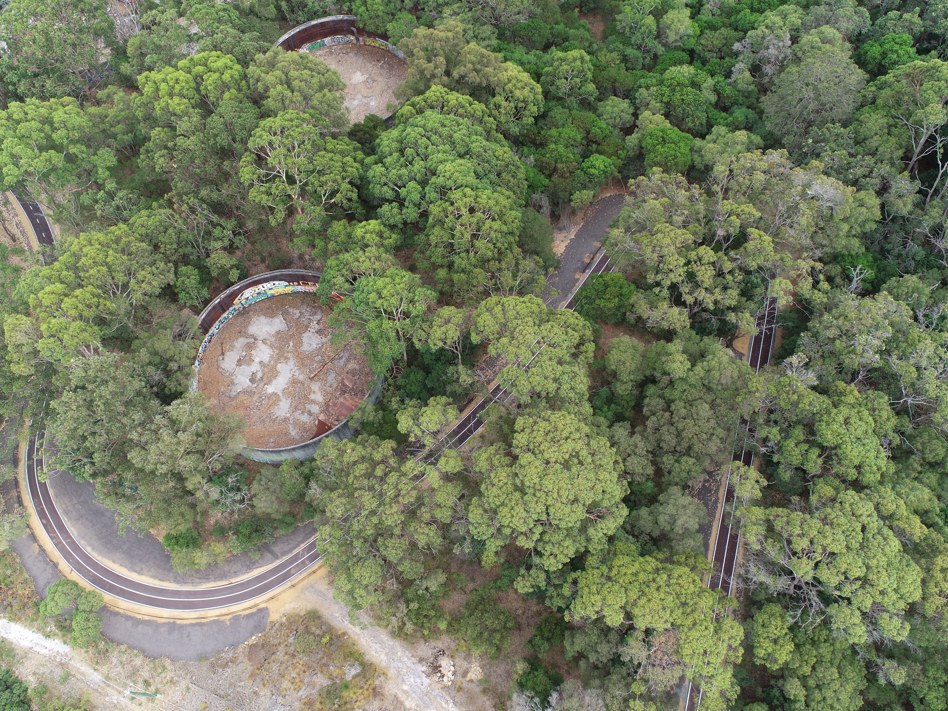 Image of cycle track and tank farm from above.