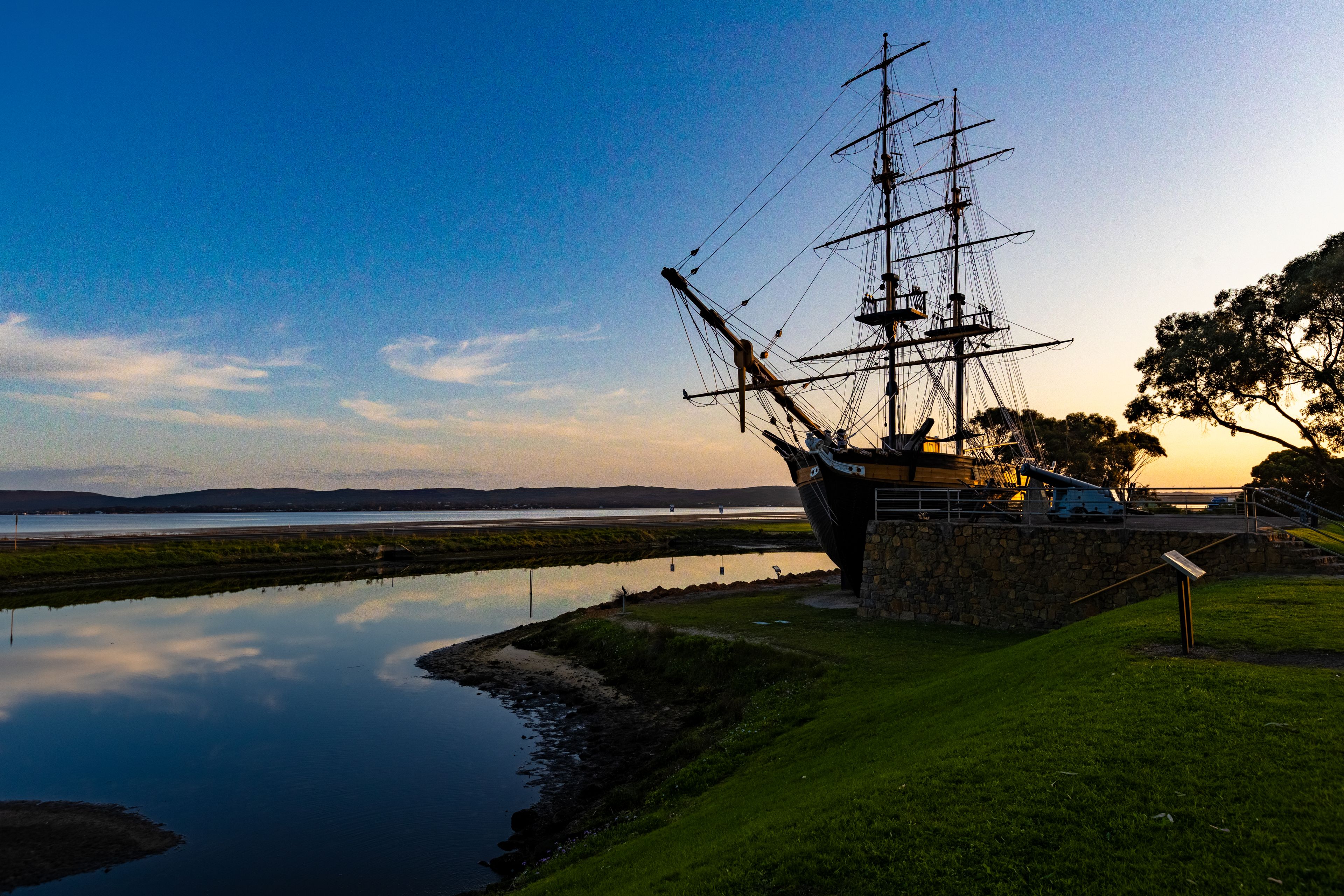 Brig Amity at twilight