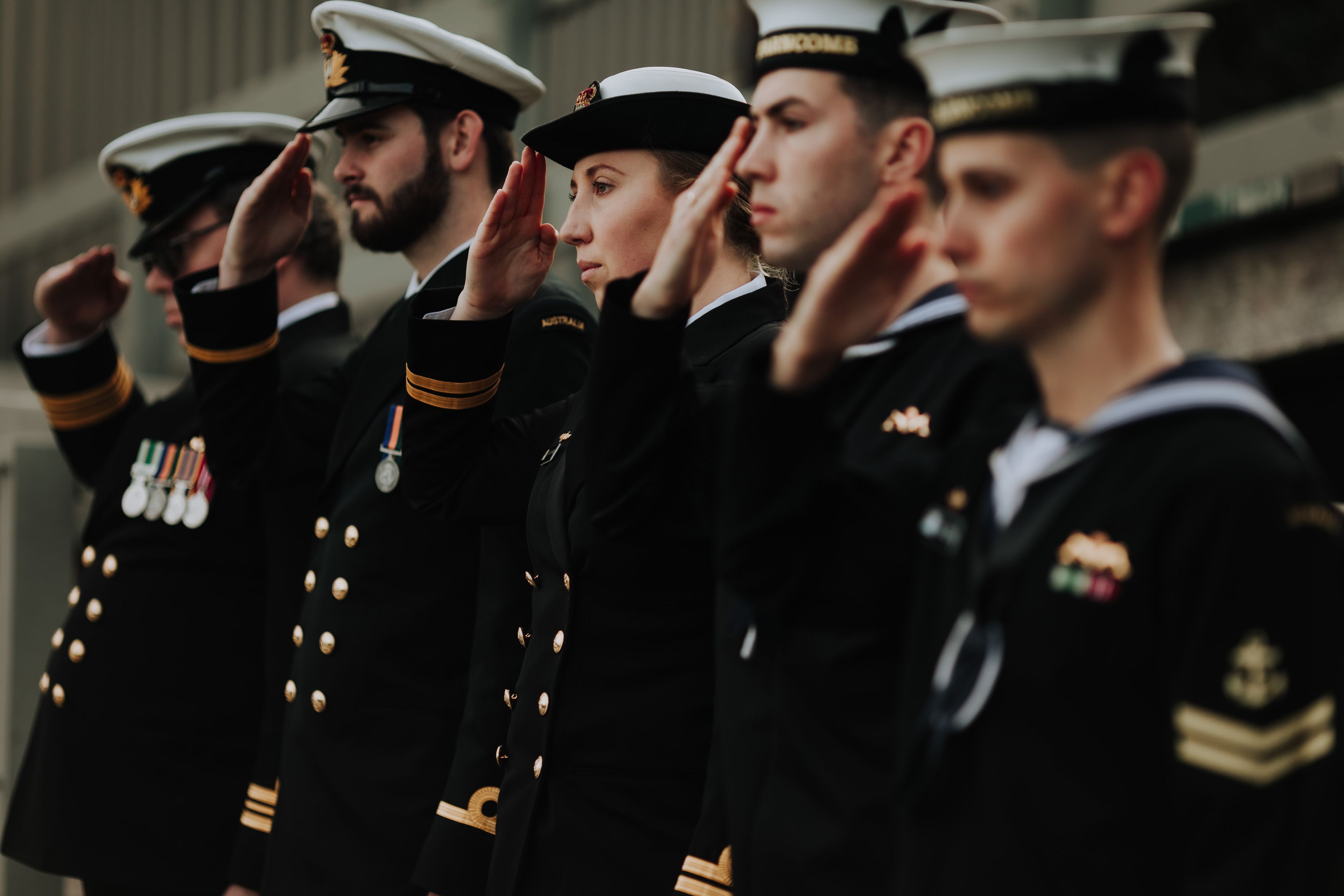 Submariners saluting