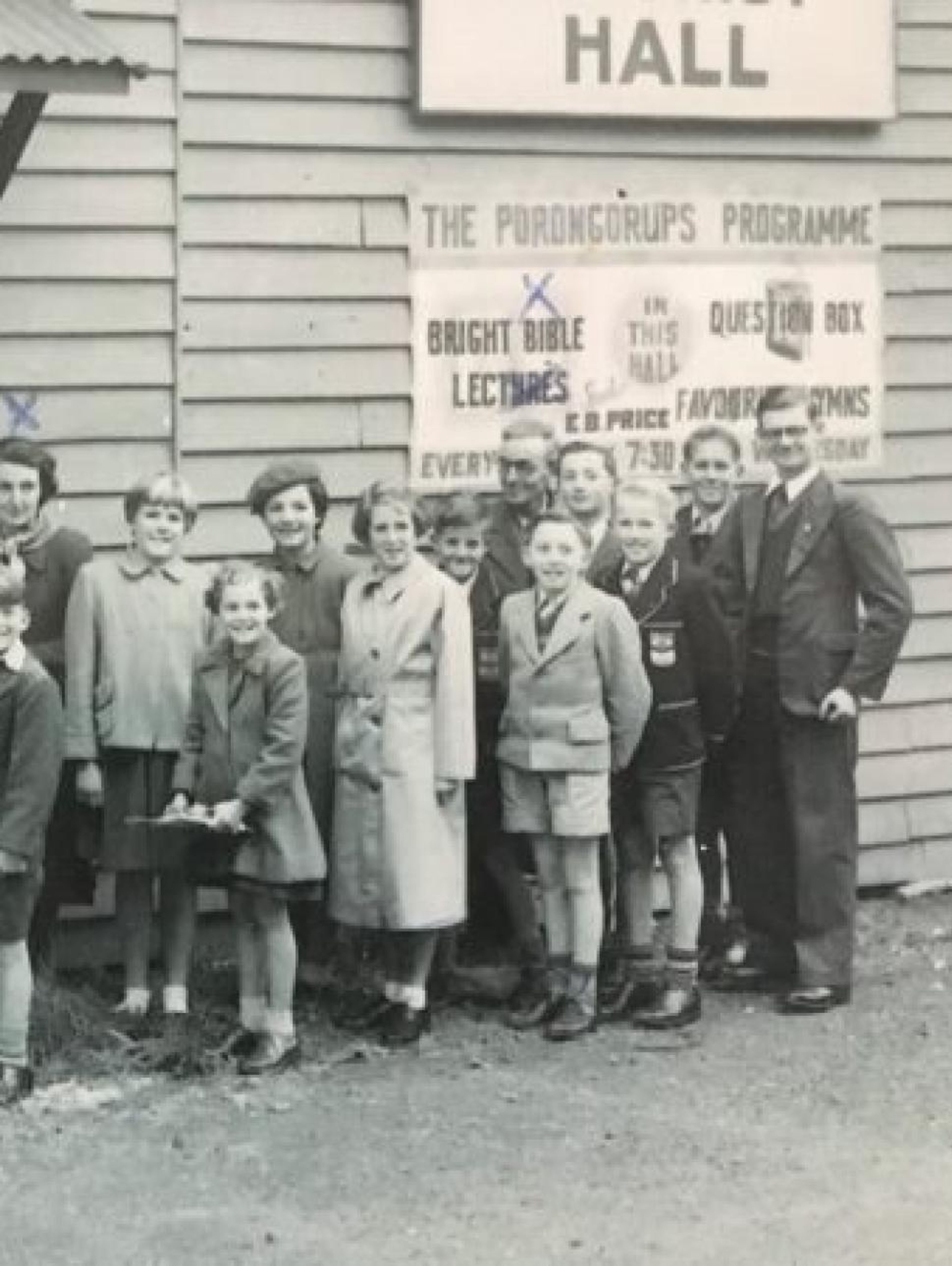 Historic image of people outside Porongurup Hall